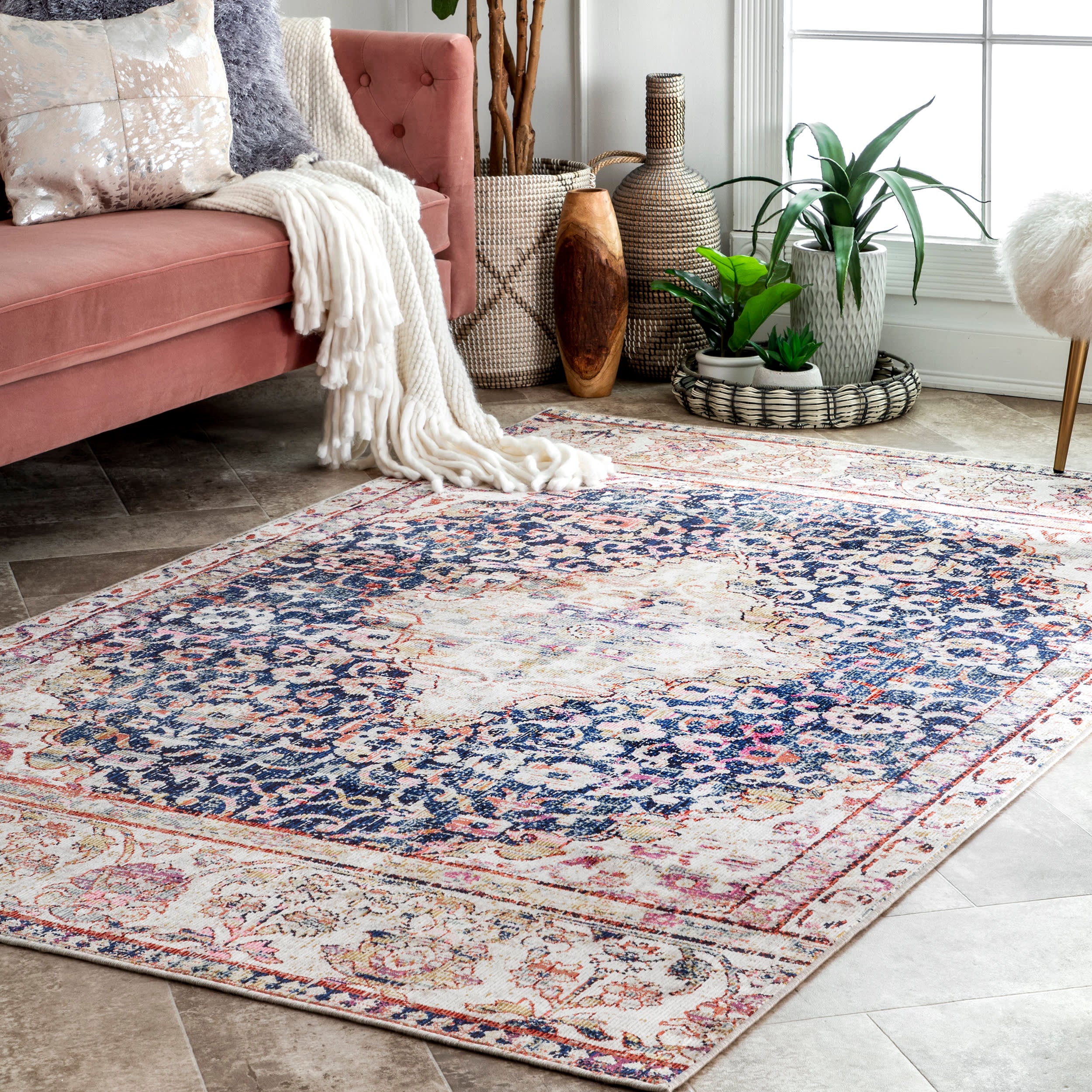 Floral Medallion Rug | Multicolor - Image 2