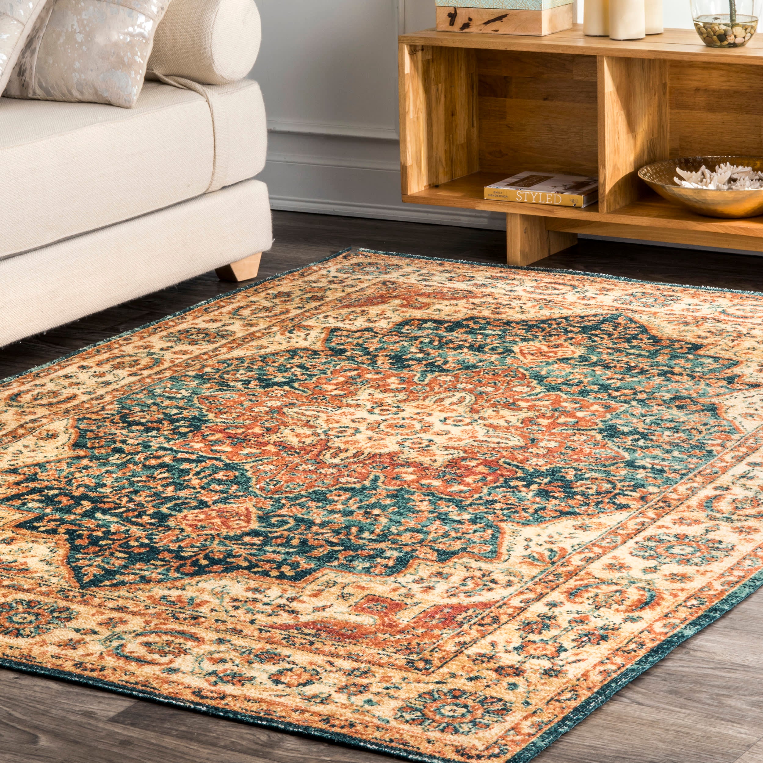 Floral Medallion Rug | Orange - Image 2