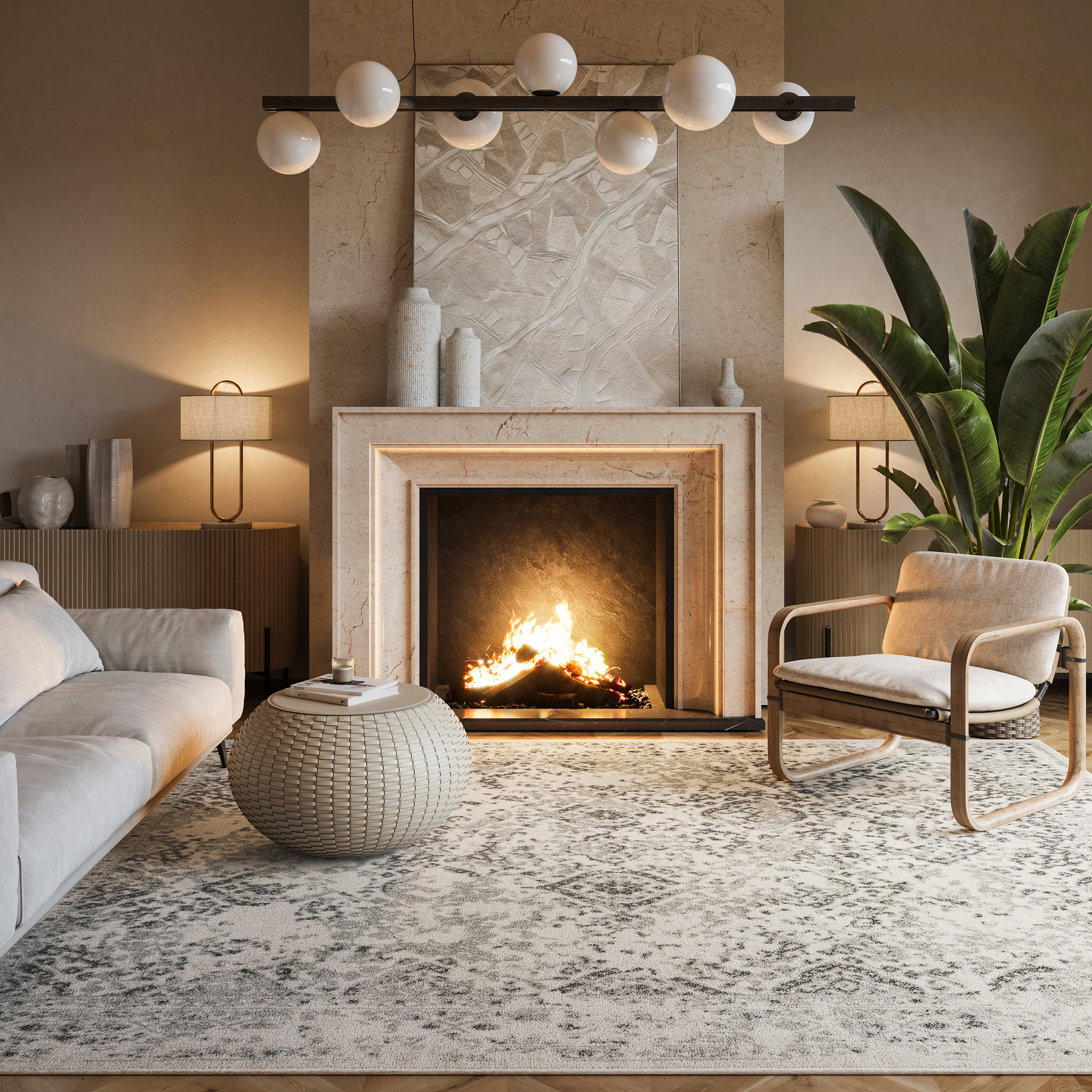 Floral Ornament Rug | Ivory - Image 6