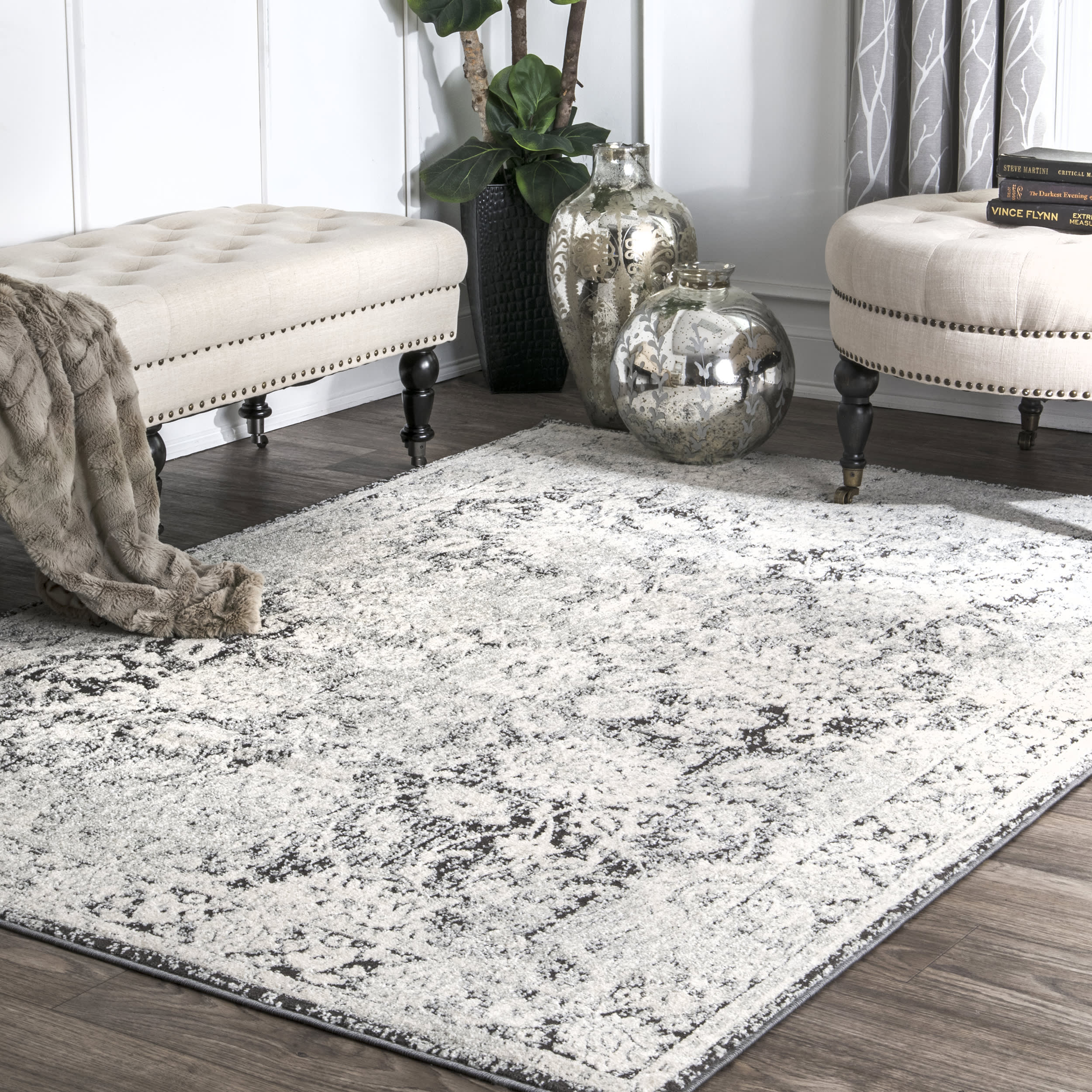 Floral Silhouette Rug | Ivory - Image 2
