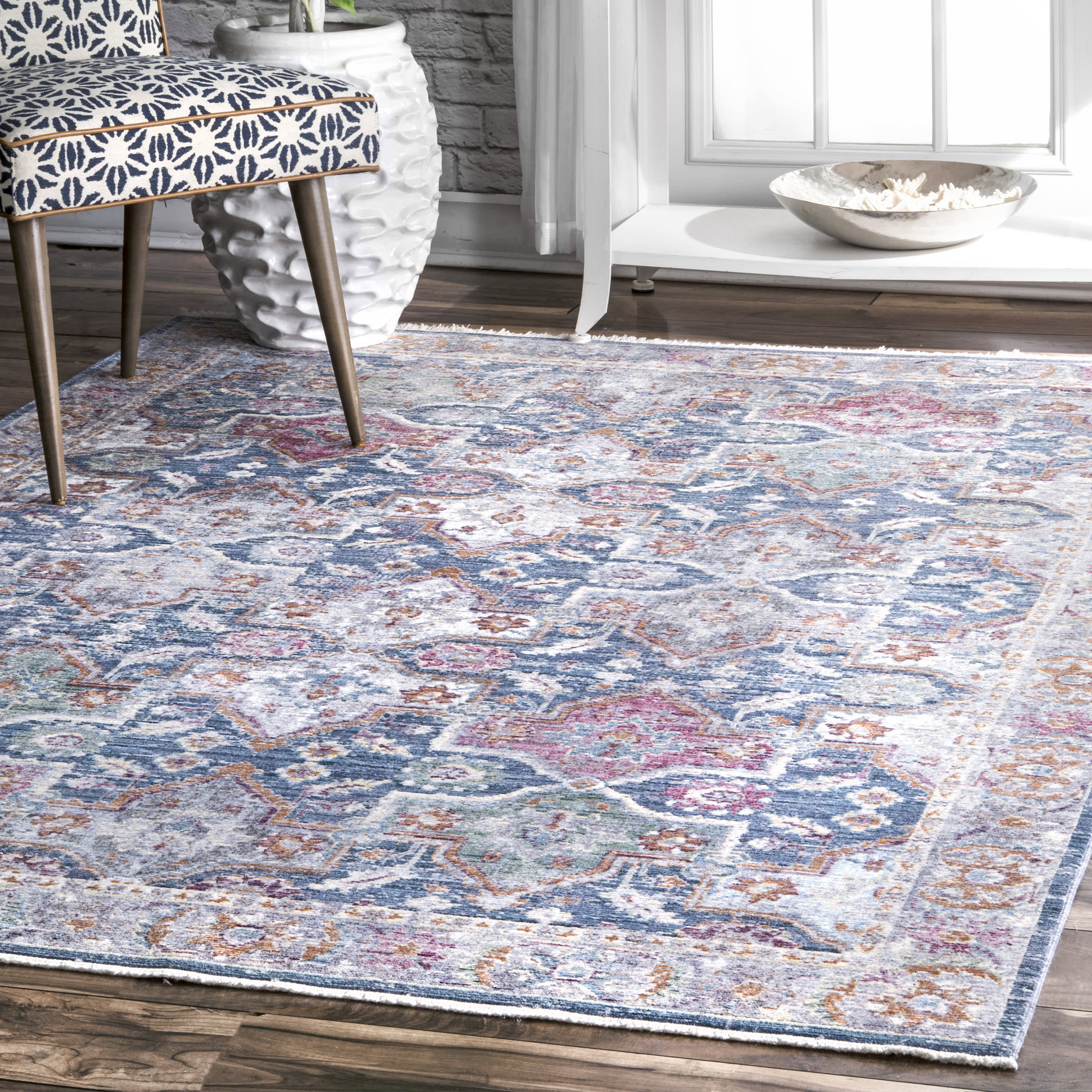 Floral Tessellation Fringe Rug | Multicolor - Image 2