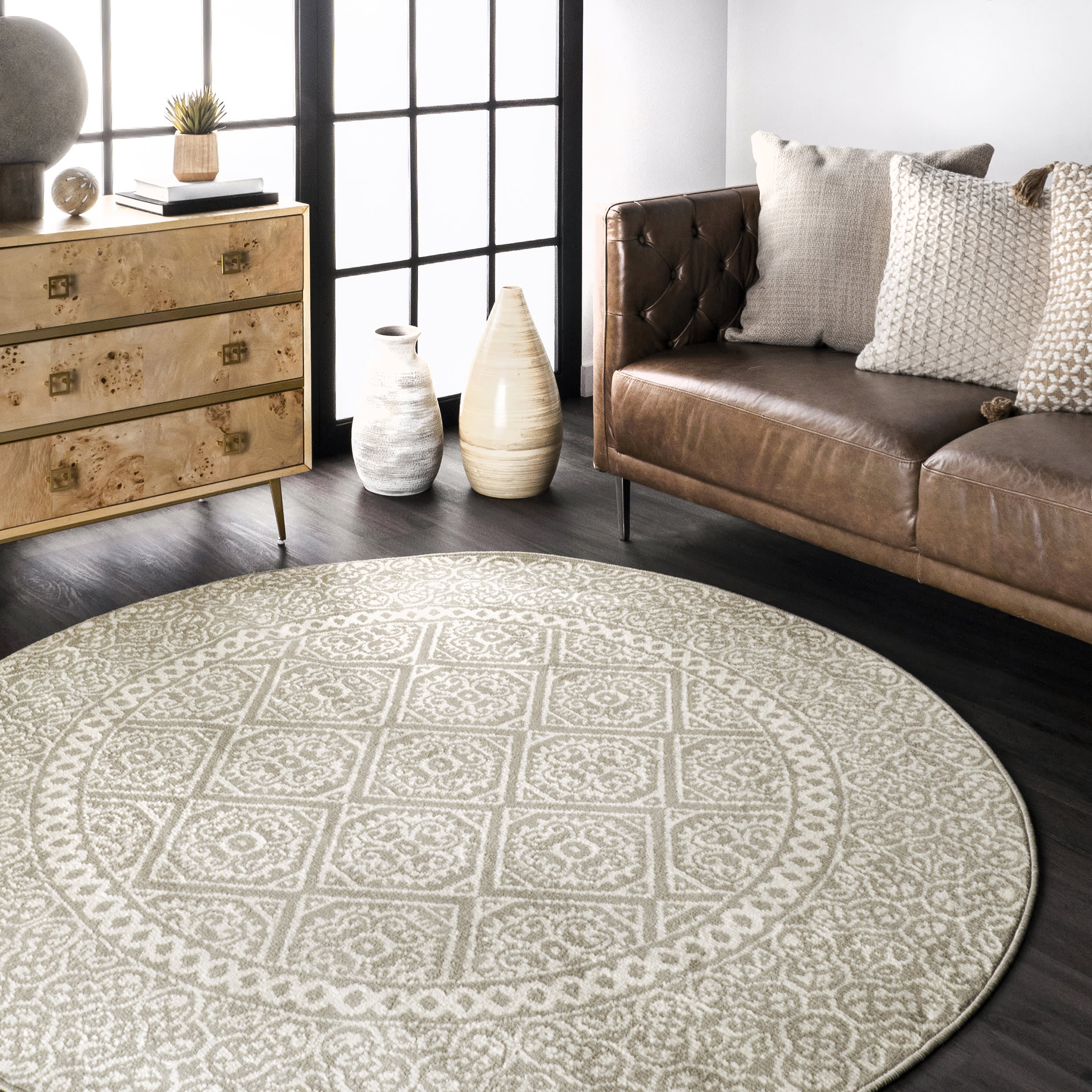 Floral Tiles Rug | Grey - Image 2