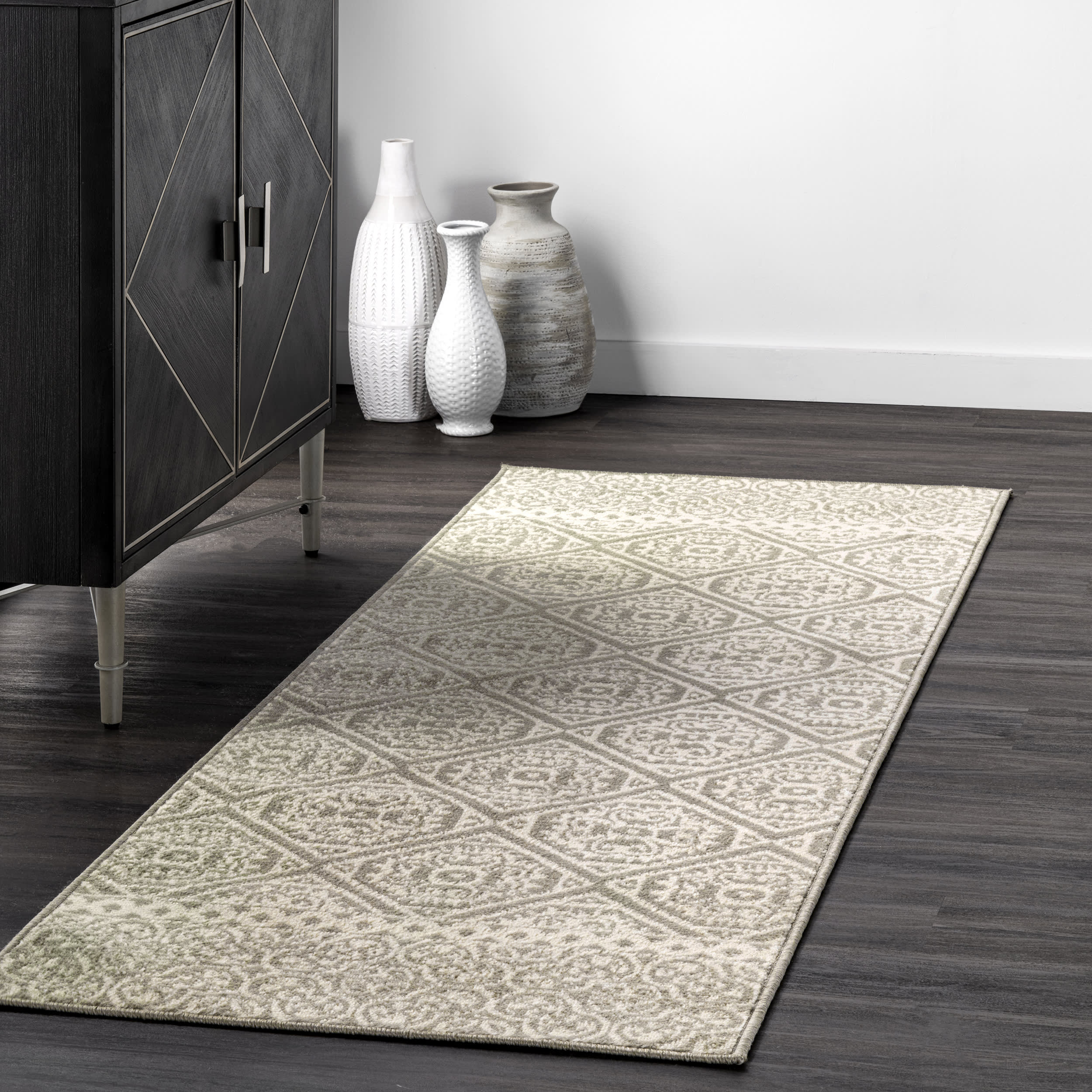 Floral Tiles Rug | Grey - Image 2
