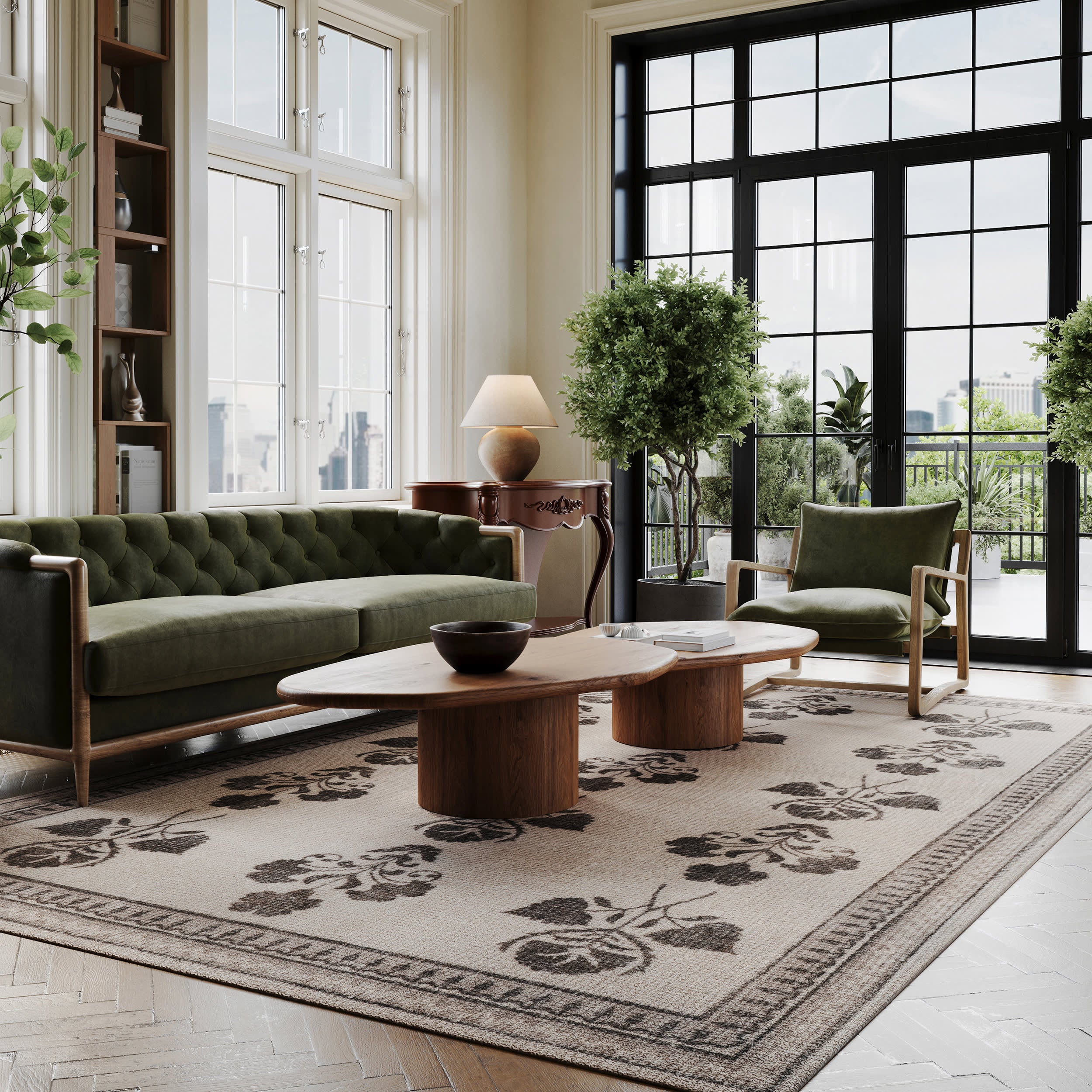 Floris Hand Tufted Floral Wool-Blend Rug | Light Beige - Image 2