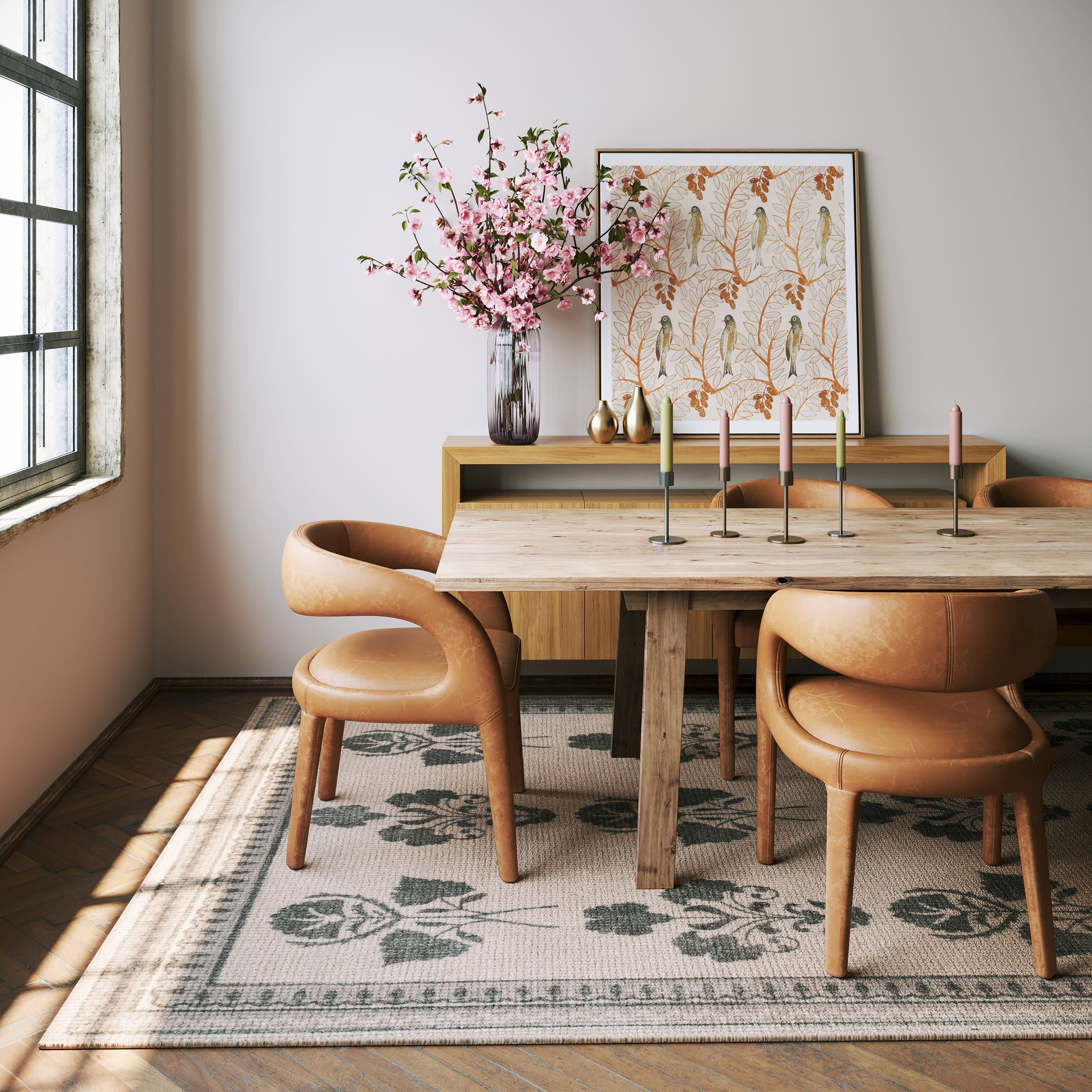 Floris Hand Tufted Floral Wool-Blend Rug | Light Beige - Image 7