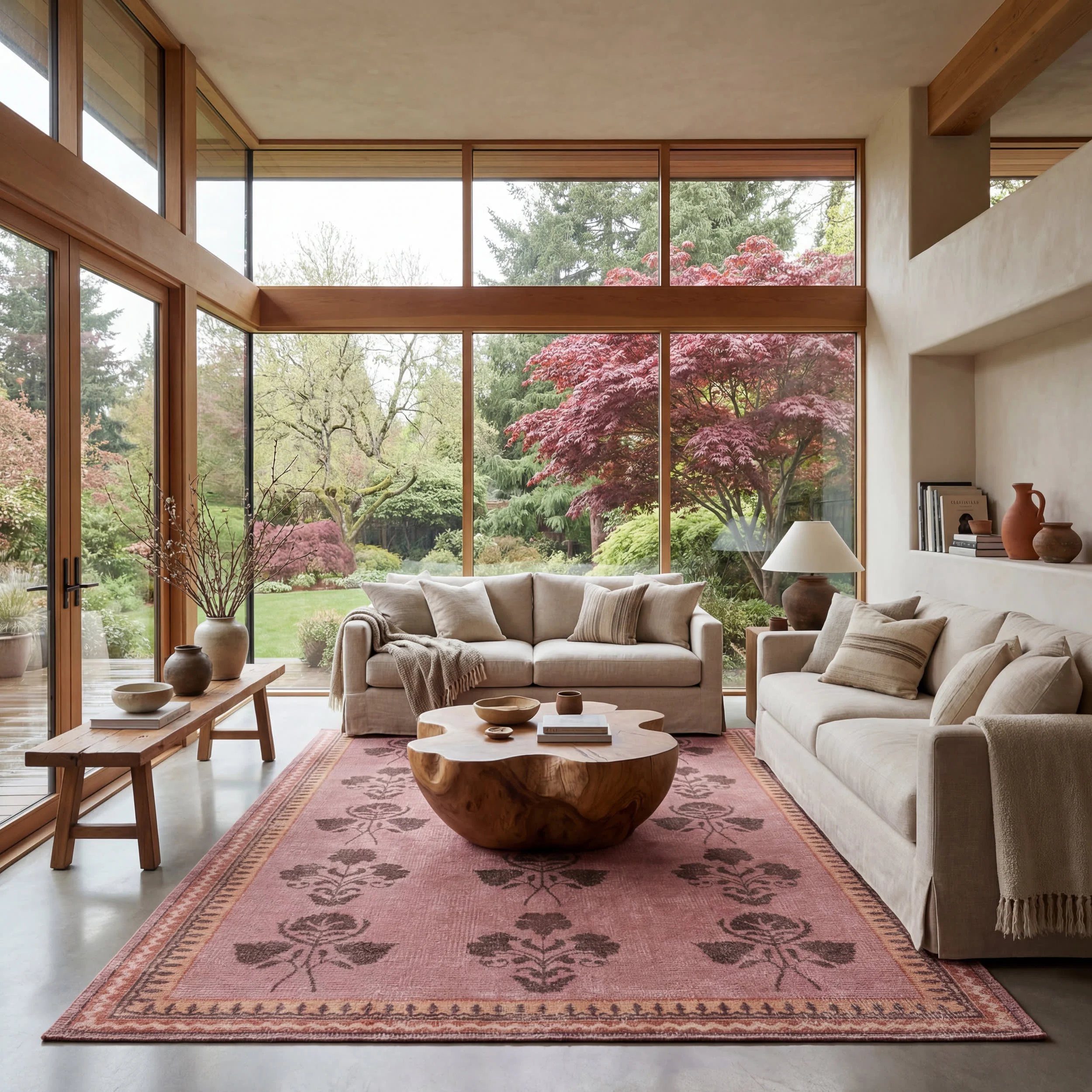Floris Hand Tufted Floral Wool-Blend Rug | Pink - Image 2