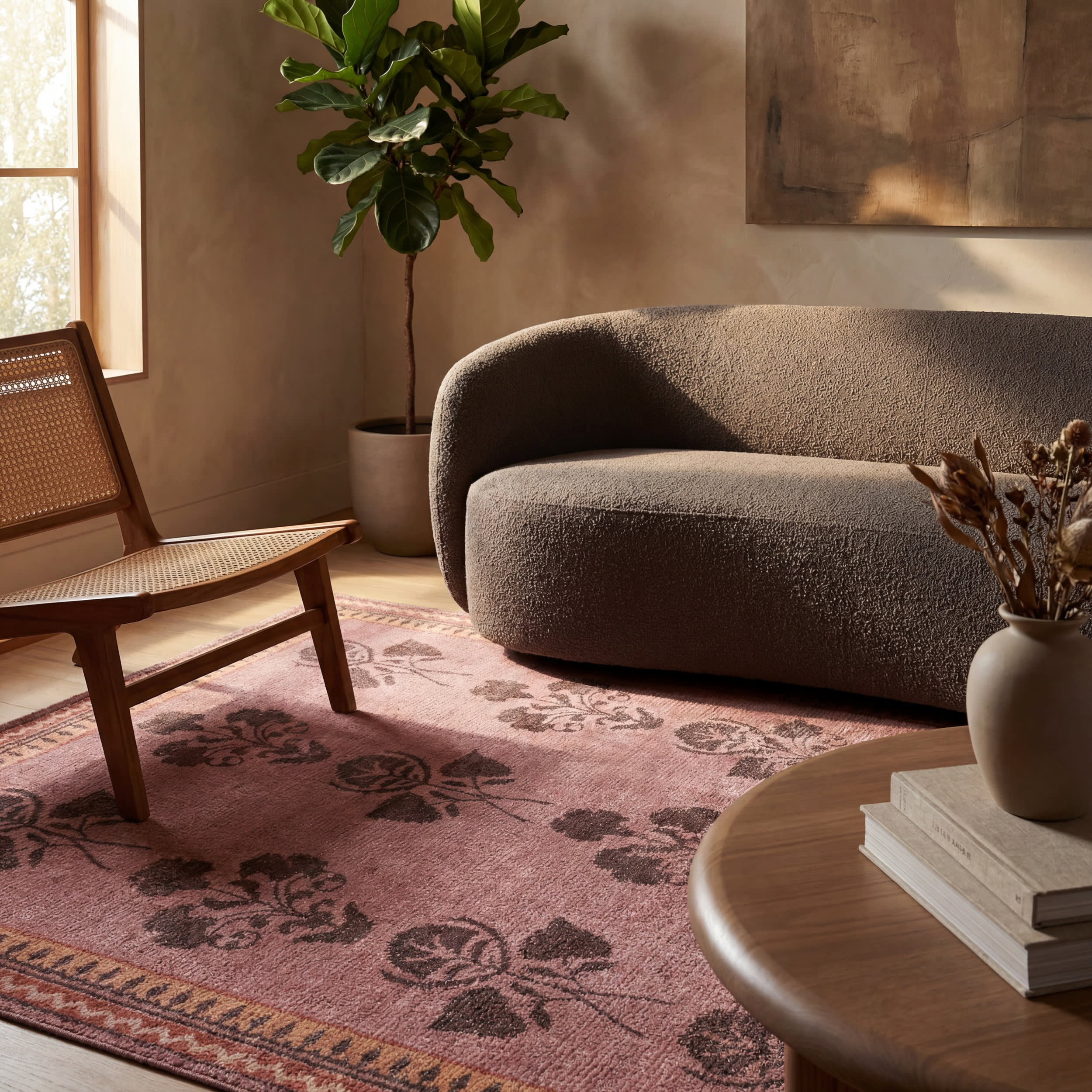 Floris Hand Tufted Floral Wool-Blend Rug | Pink - Image 5