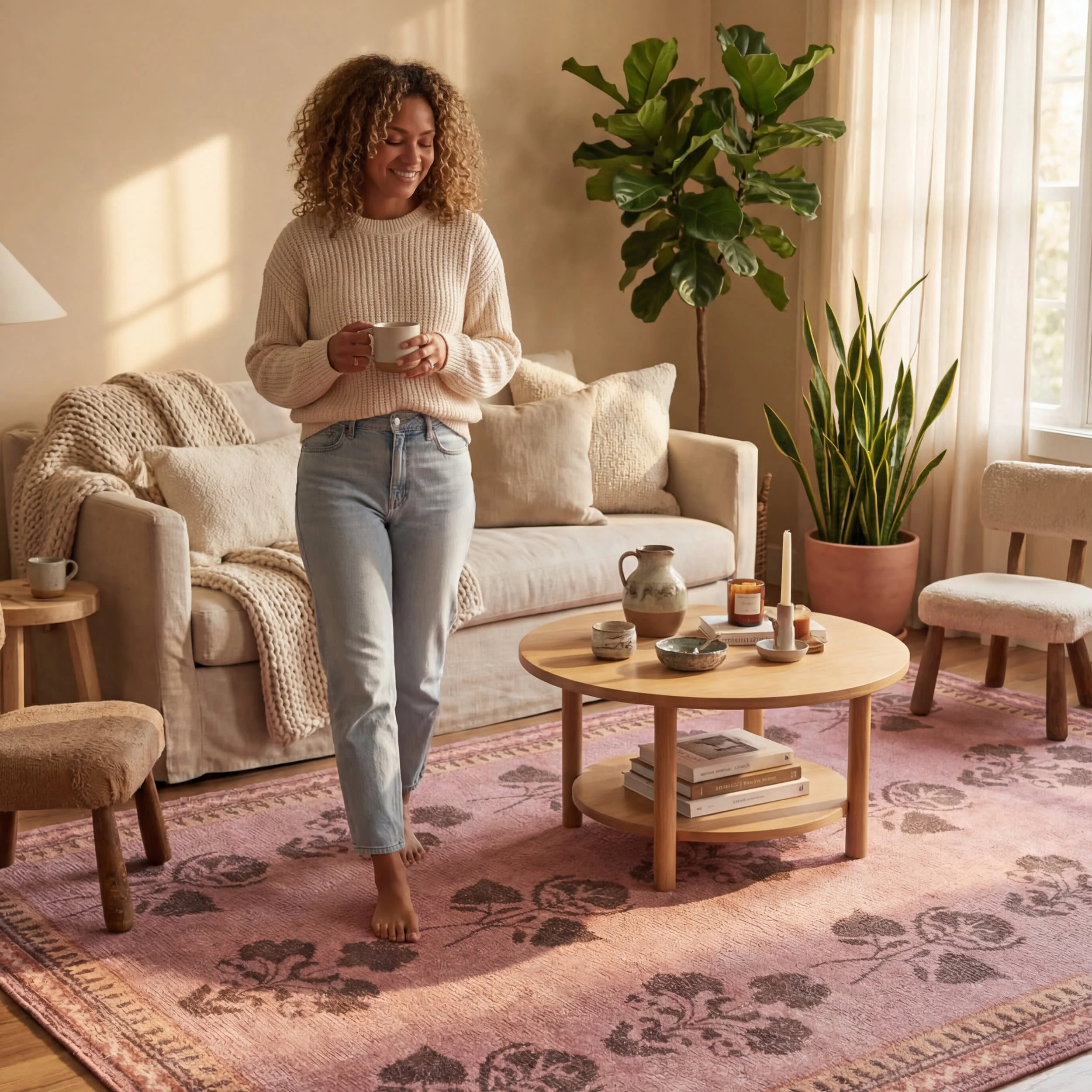 Floris Hand Tufted Floral Wool-Blend Rug | Pink - Image 9