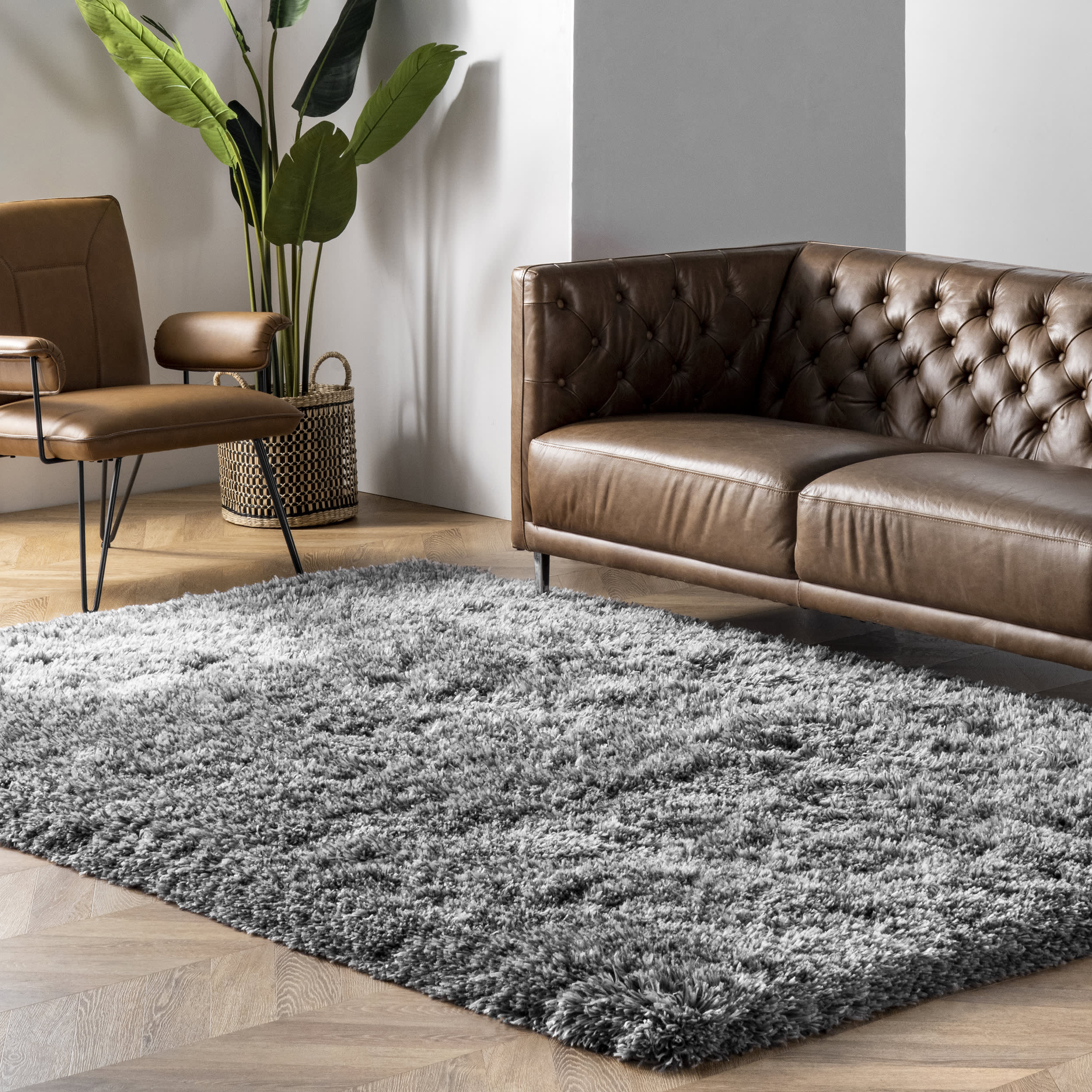 Fluffy Speckled Shag Rug | Grey - Image 2