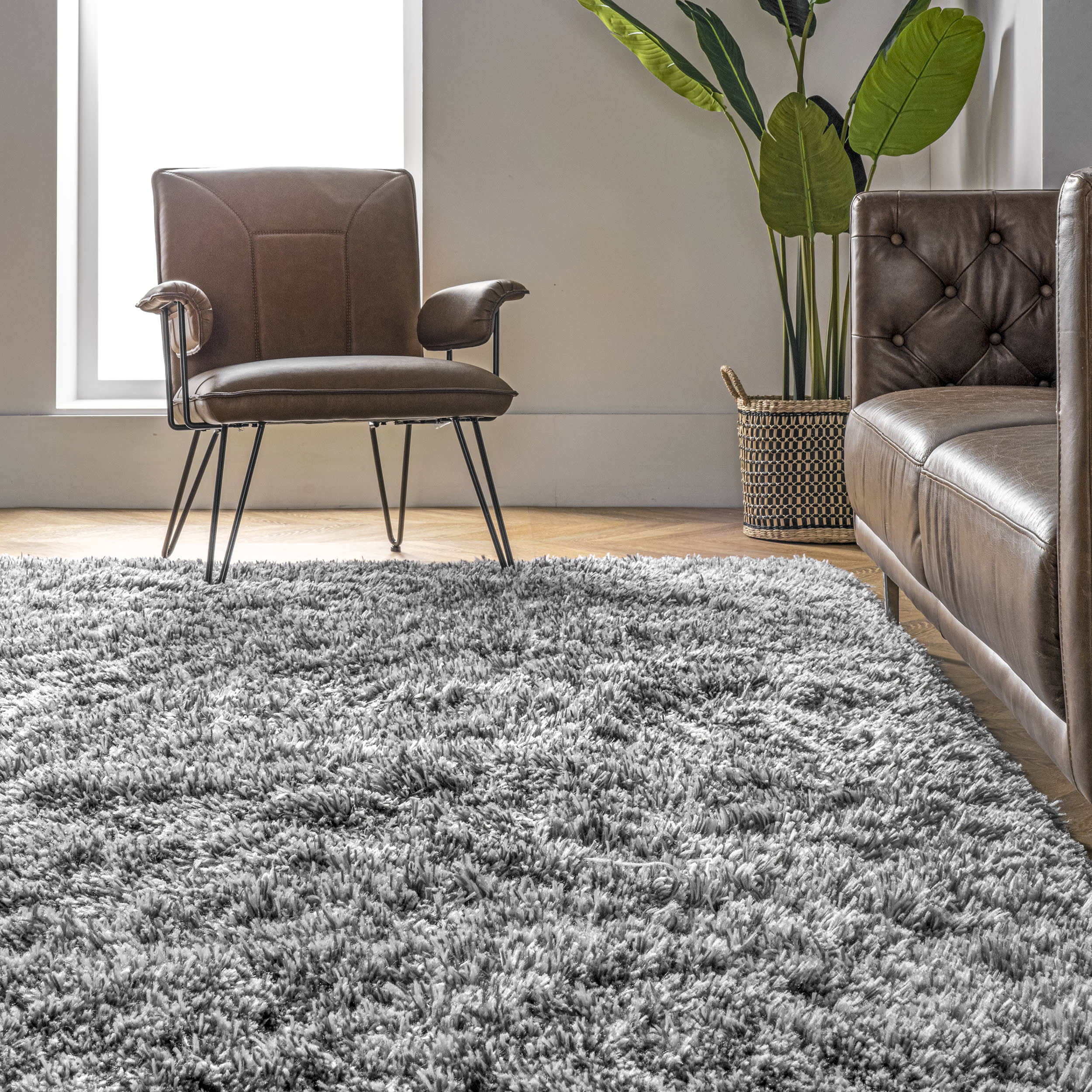 Fluffy Speckled Shag Rug | Grey - Image 4