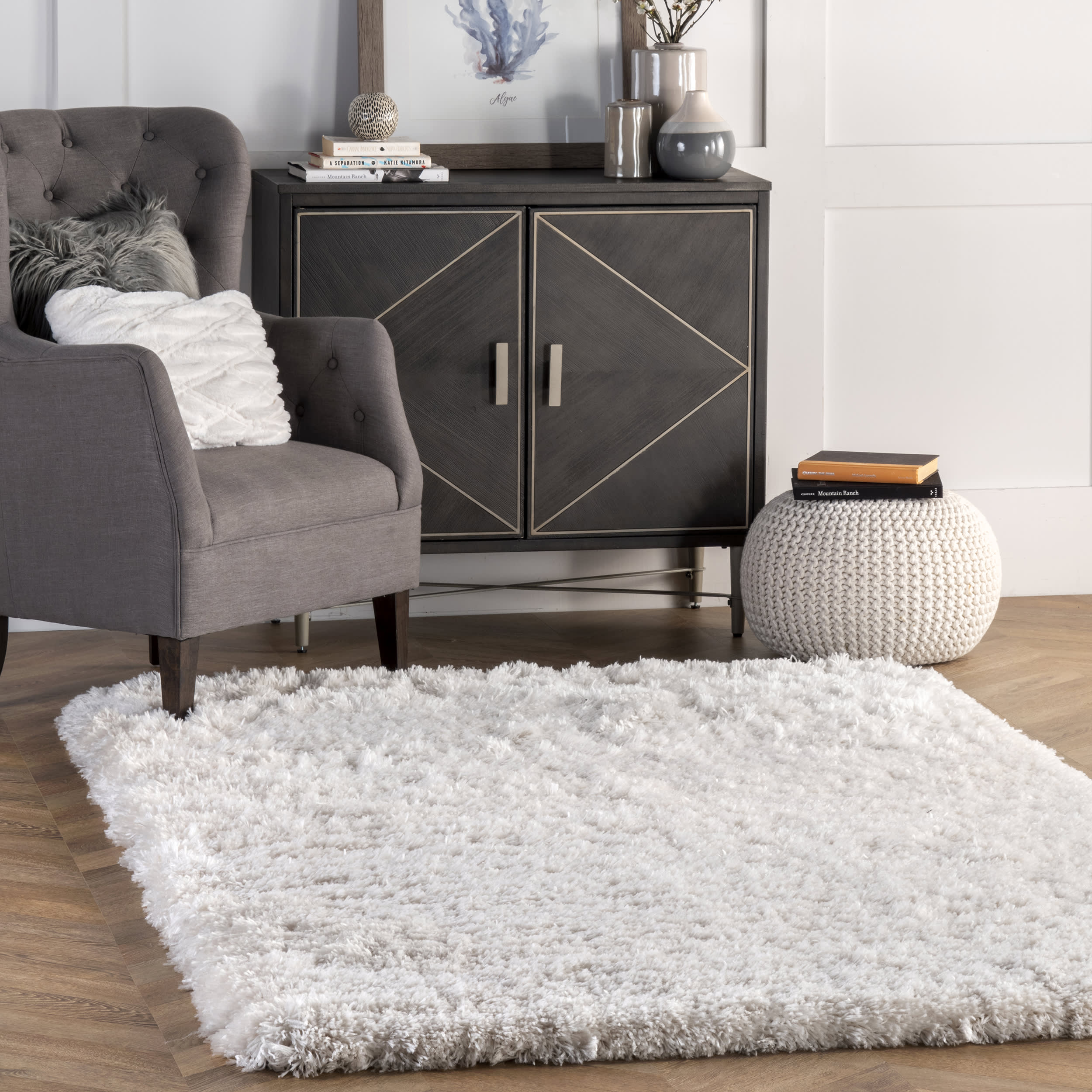 Fluffy Speckled Shag Rug | Ivory - Image 2