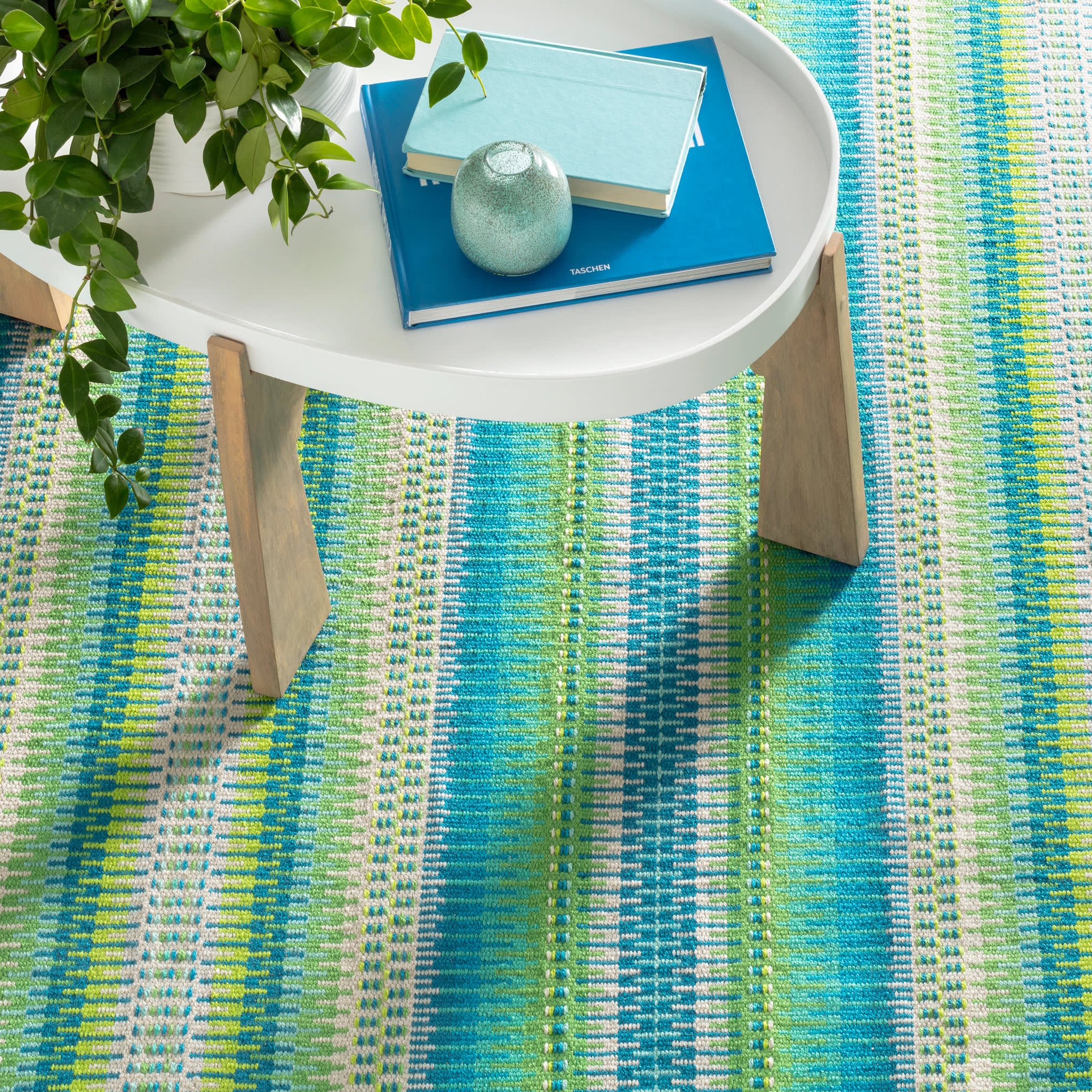 Folly Handwoven Indoor/Outdoor Rug | Blue/Green - Image 3