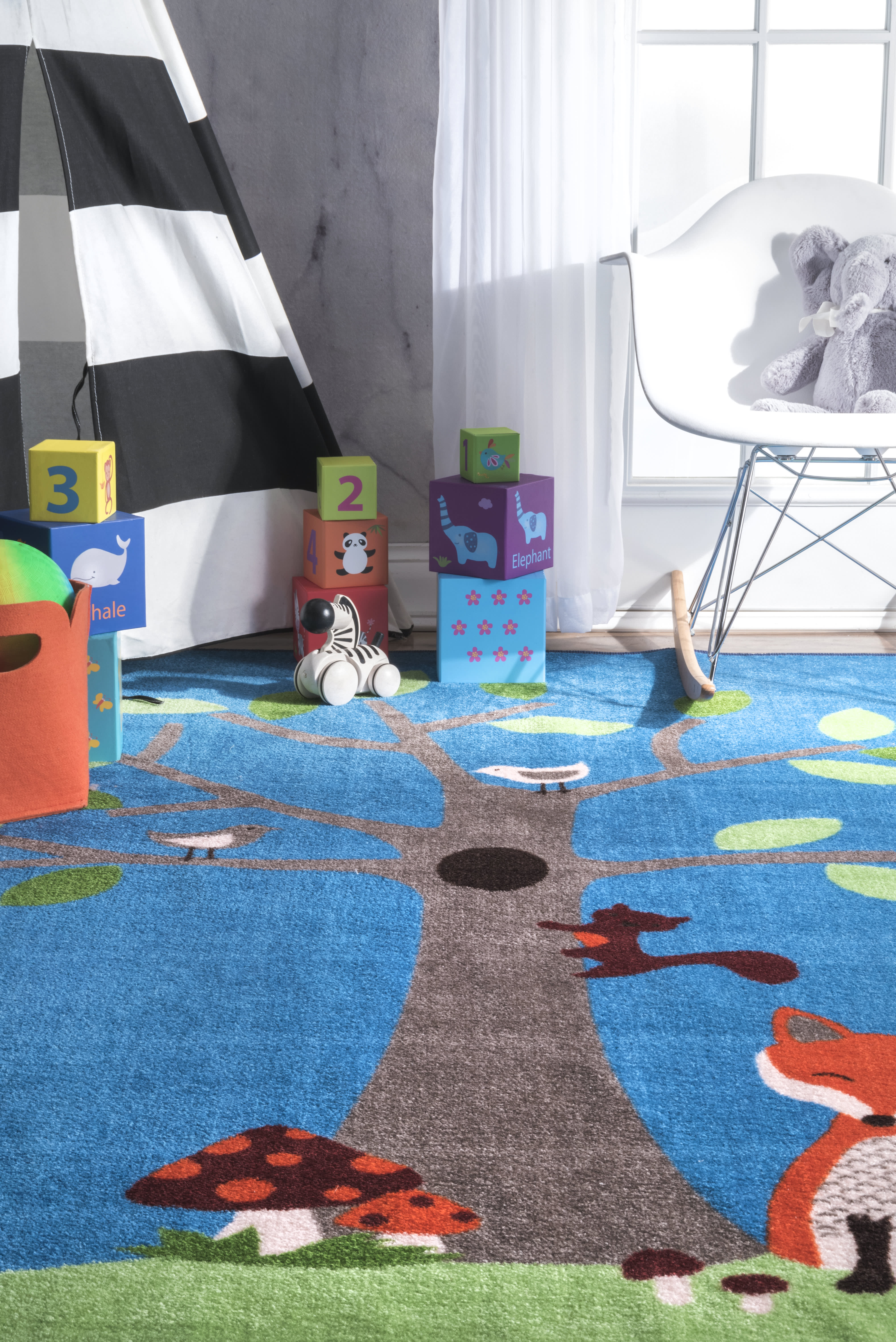 Fox And Tree Friends Printed Rug | Multicolor - Image 4