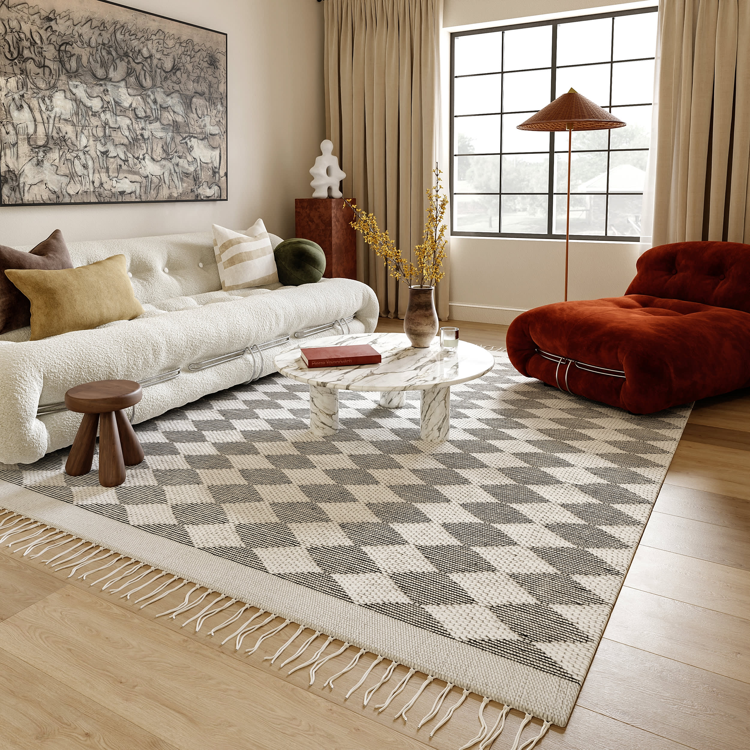 Fractal Diamond Wool Rug | Grey - Image 2