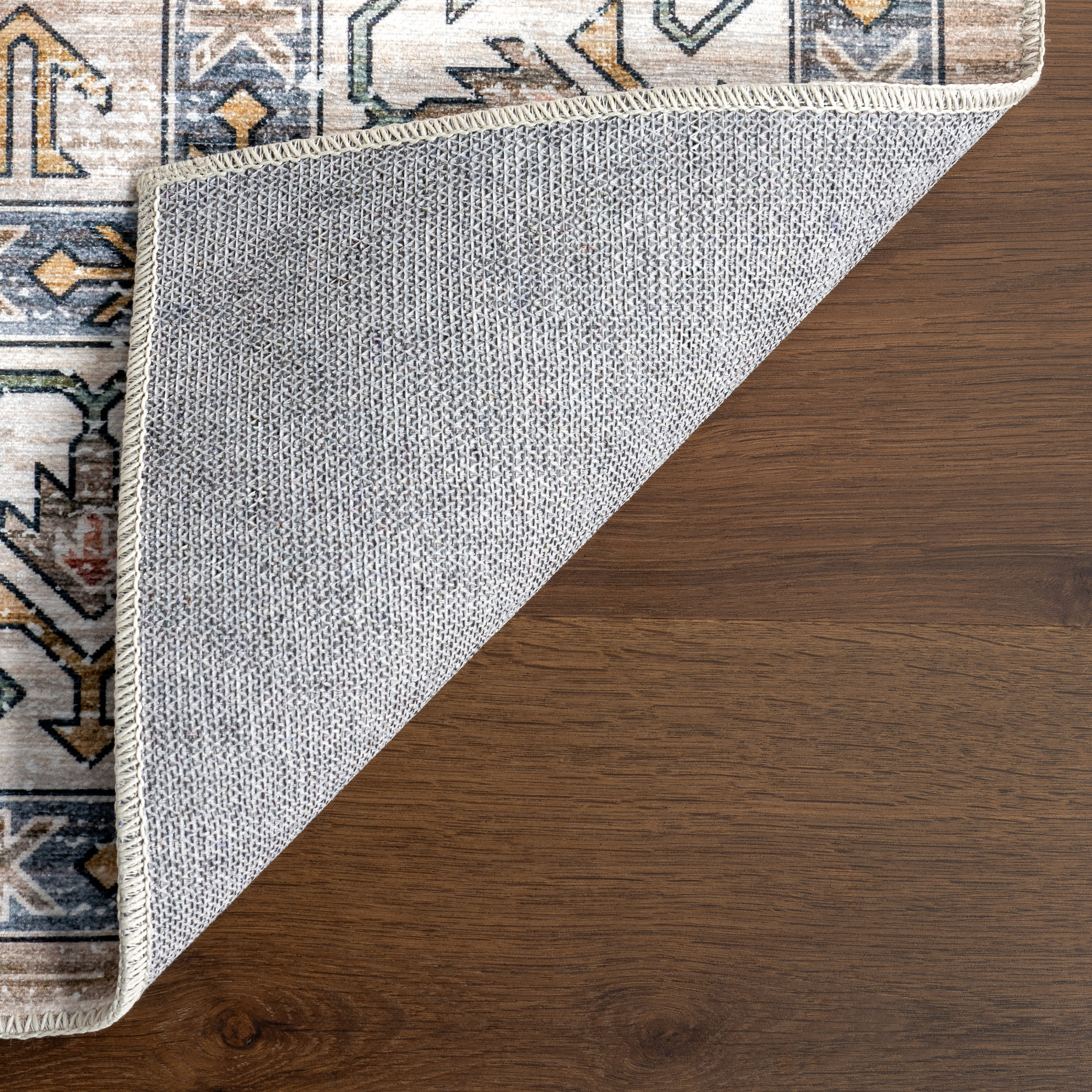 Francesca Timeworn Charm Spill Proof Washable Rug | Beige - Image 7