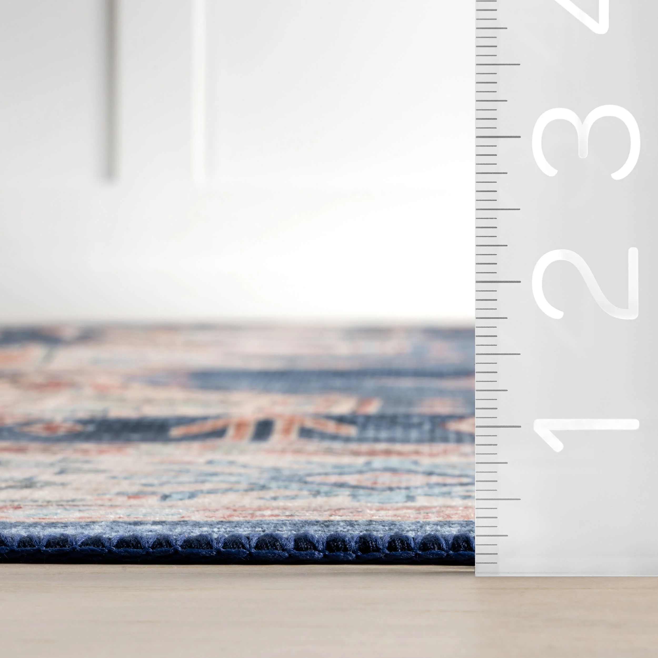 Francesca Timeworn Charm Spill Proof Washable Rug | Navy - Image 6