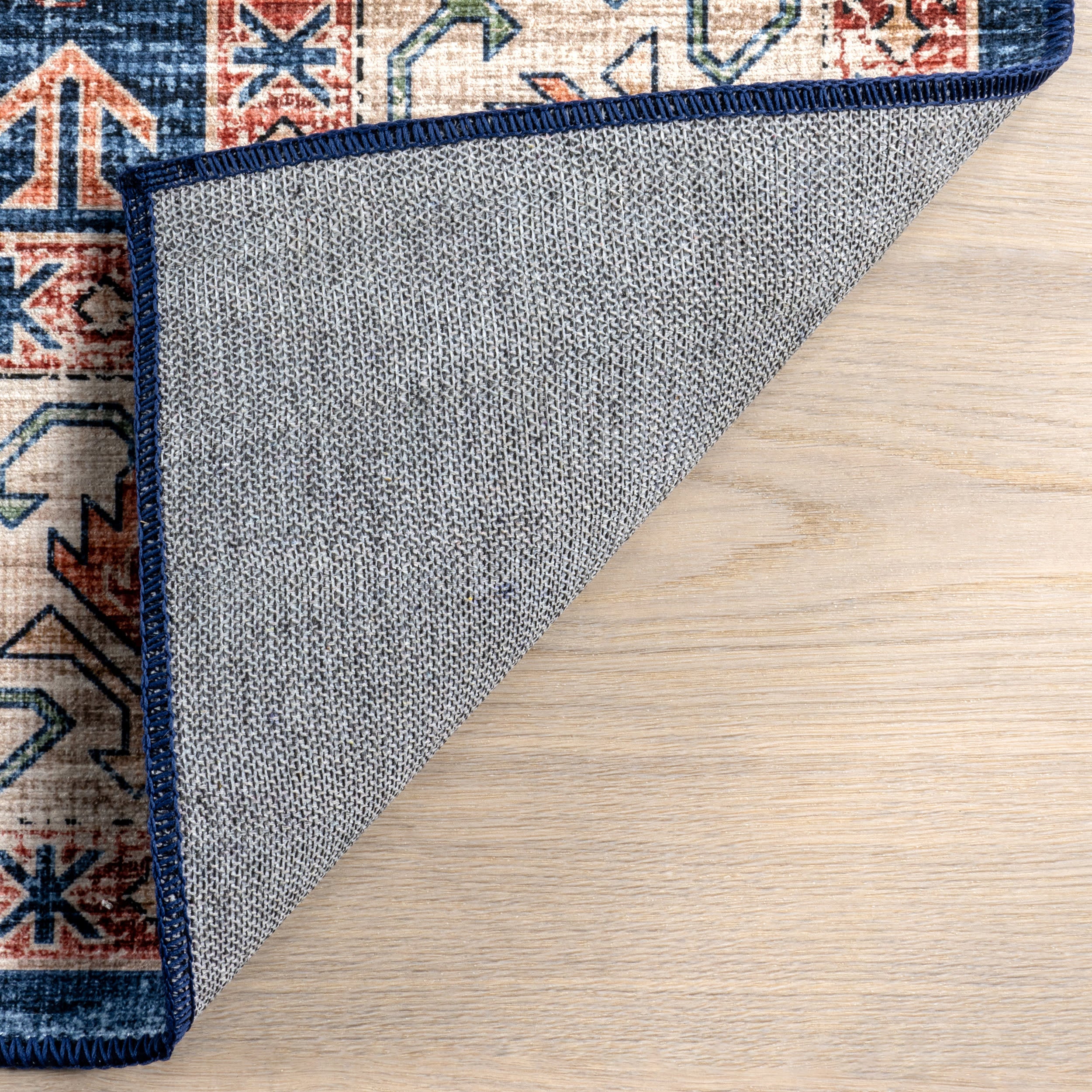 Francesca Timeworn Charm Spill Proof Washable Rug | Navy - Image 7
