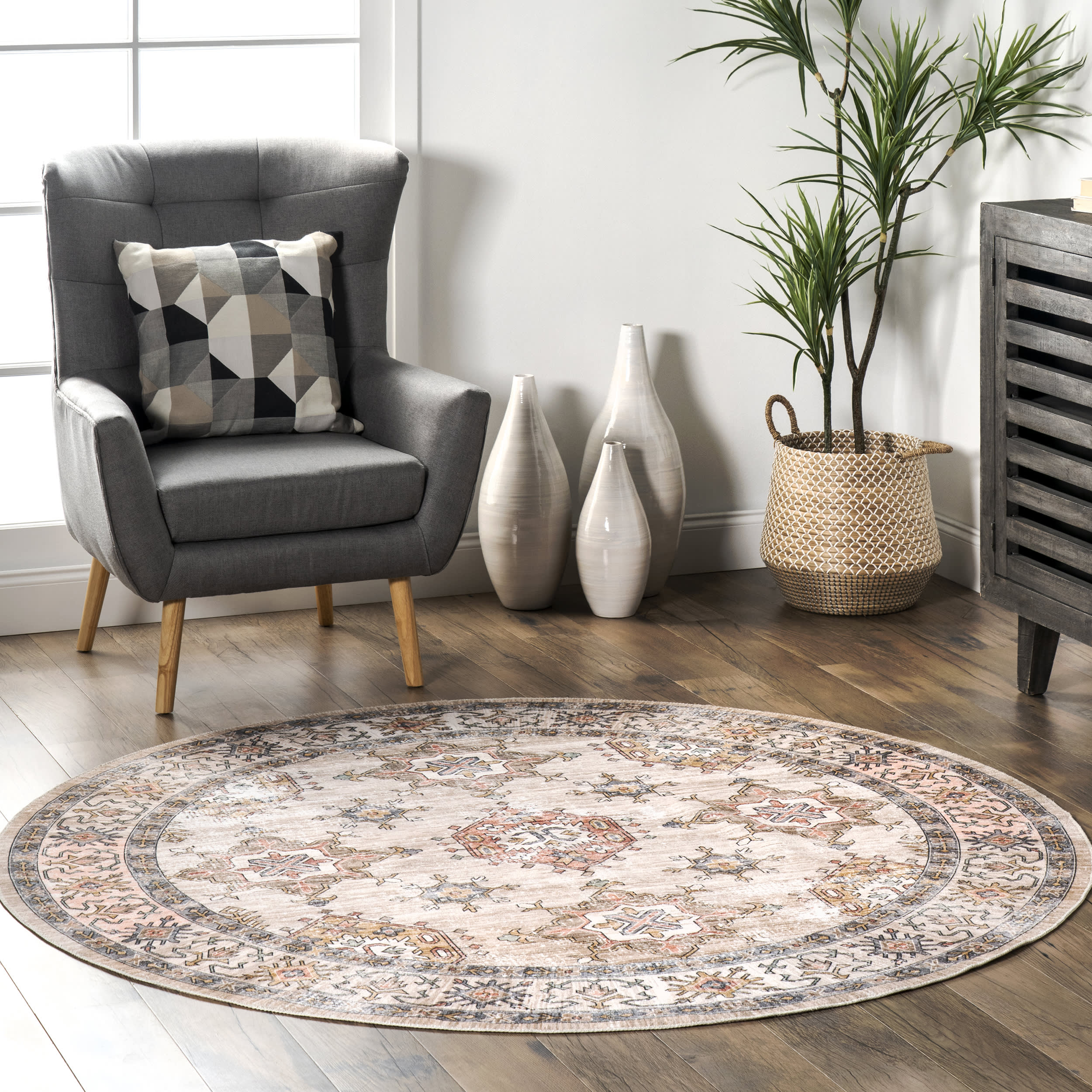 Francesca Timeworn Charm Washable Rug | Beige - Image 2