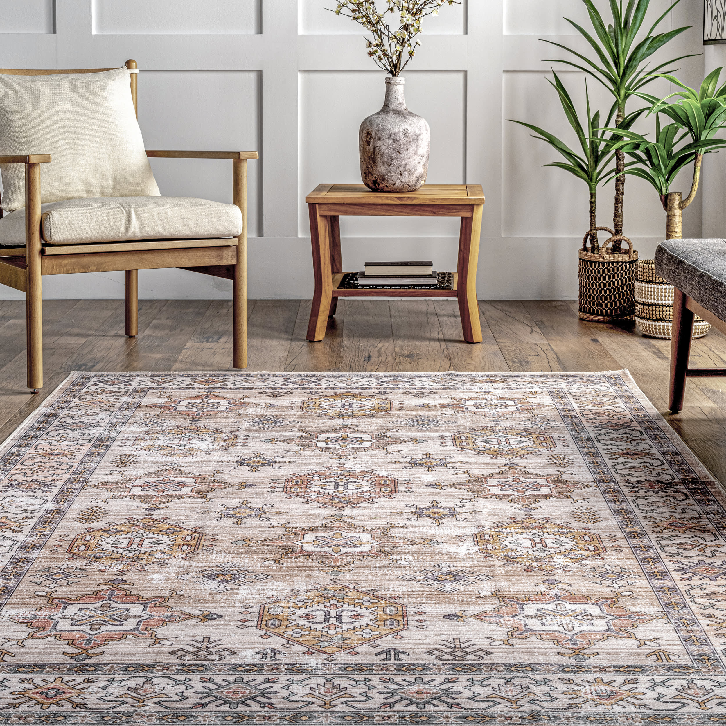 Francesca Timeworn Charm Washable Rug | Beige - Image 4