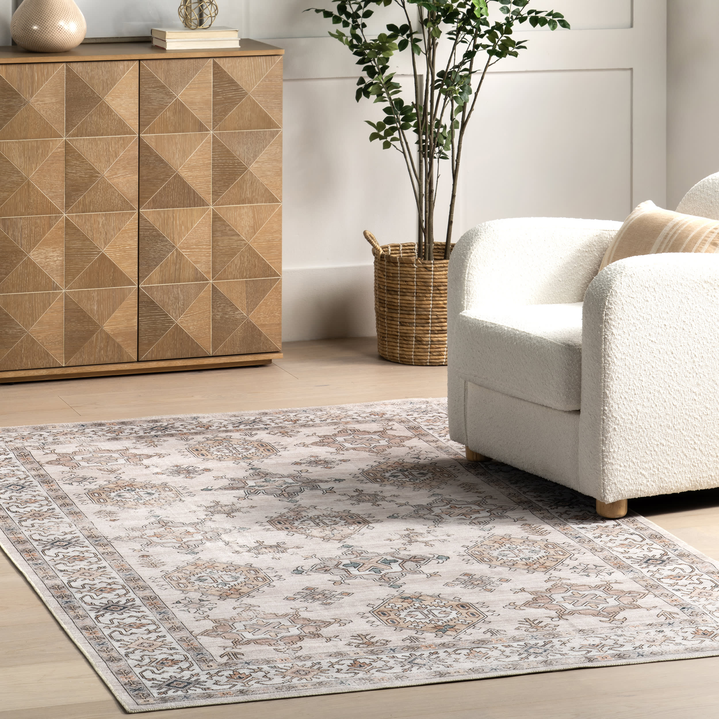 Francesca Timeworn Charm Washable Rug | Ivory - Image 2