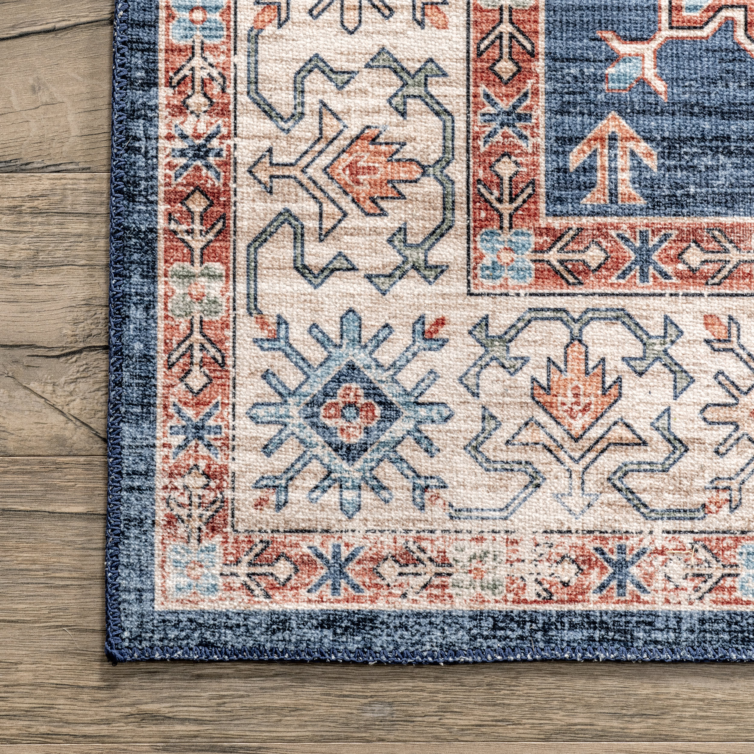 Francesca Timeworn Charm Washable Rug | Navy - Image 3