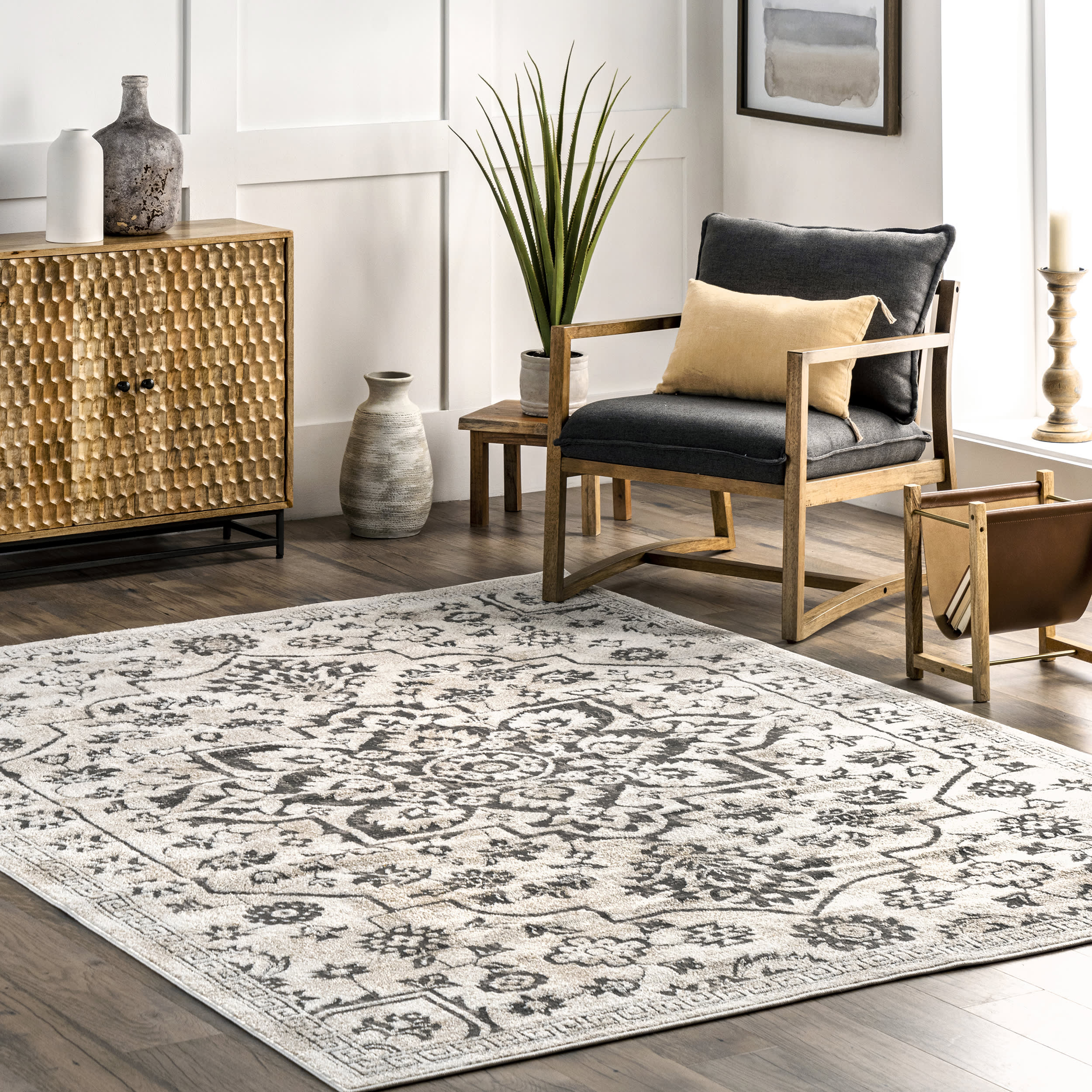 Francine Blooming Medallion Rug | Grey - Image 2