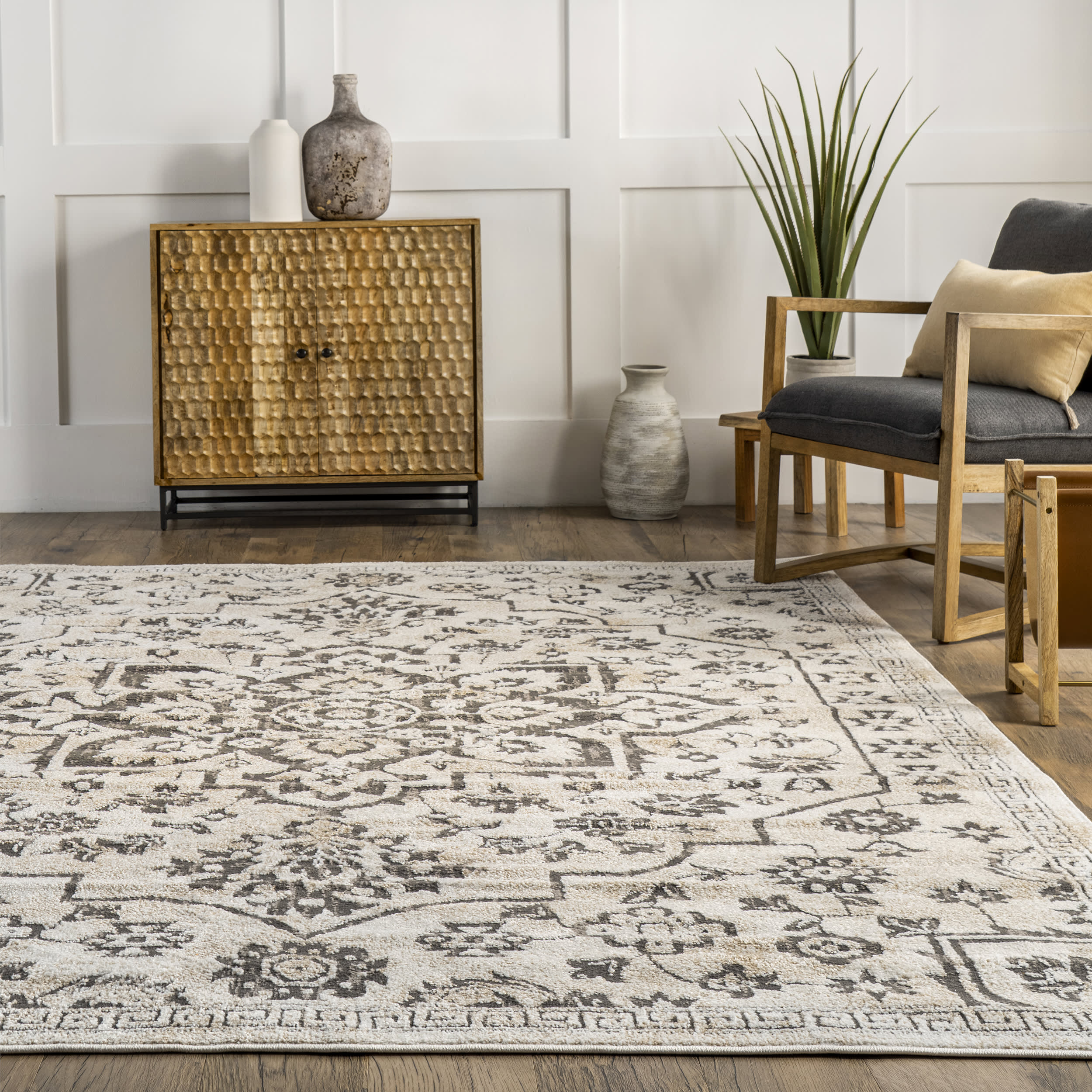 Francine Blooming Medallion Rug | Grey - Image 4