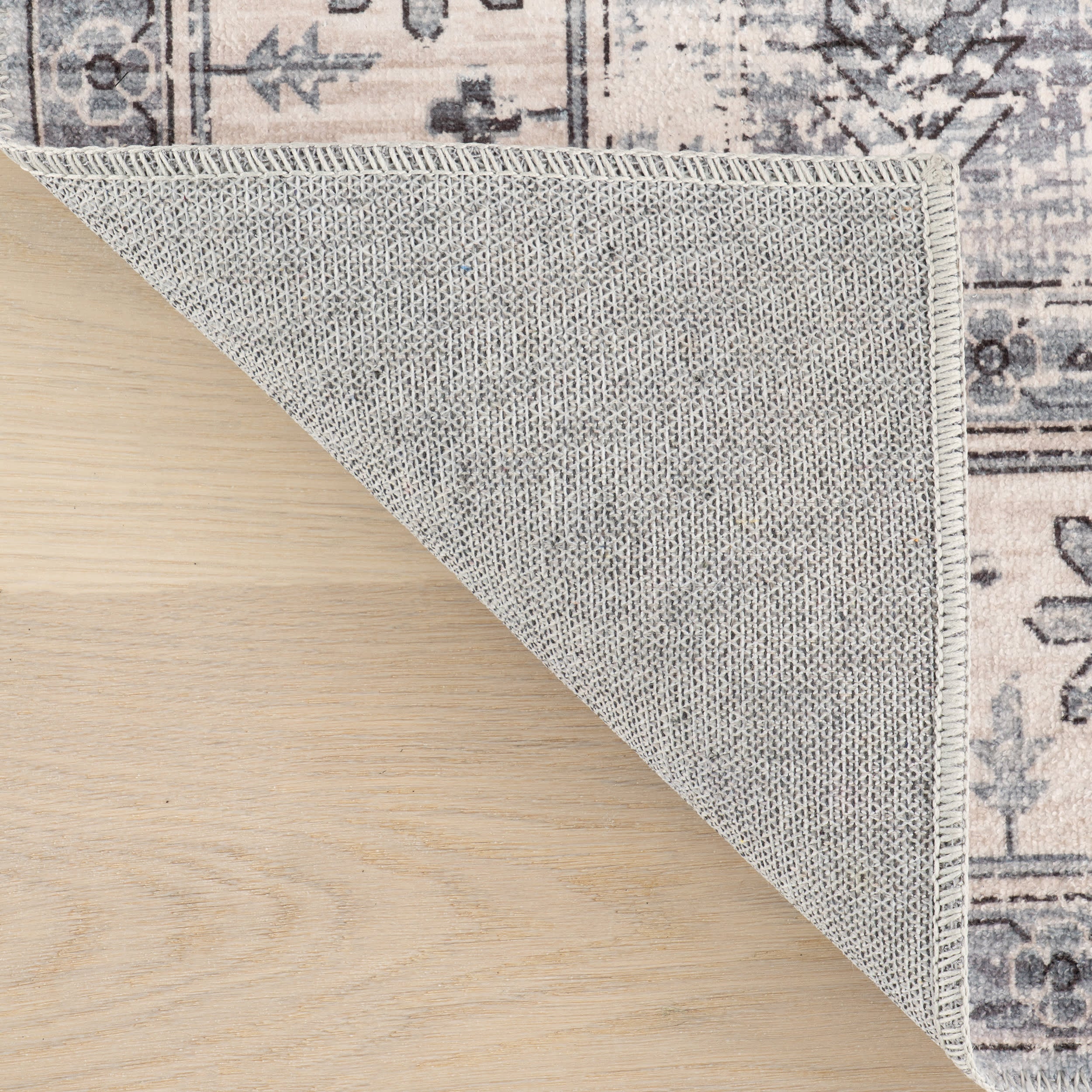 Francis Cartouche Medallion Spill Proof Washable Rug | Light Grey - Image 7