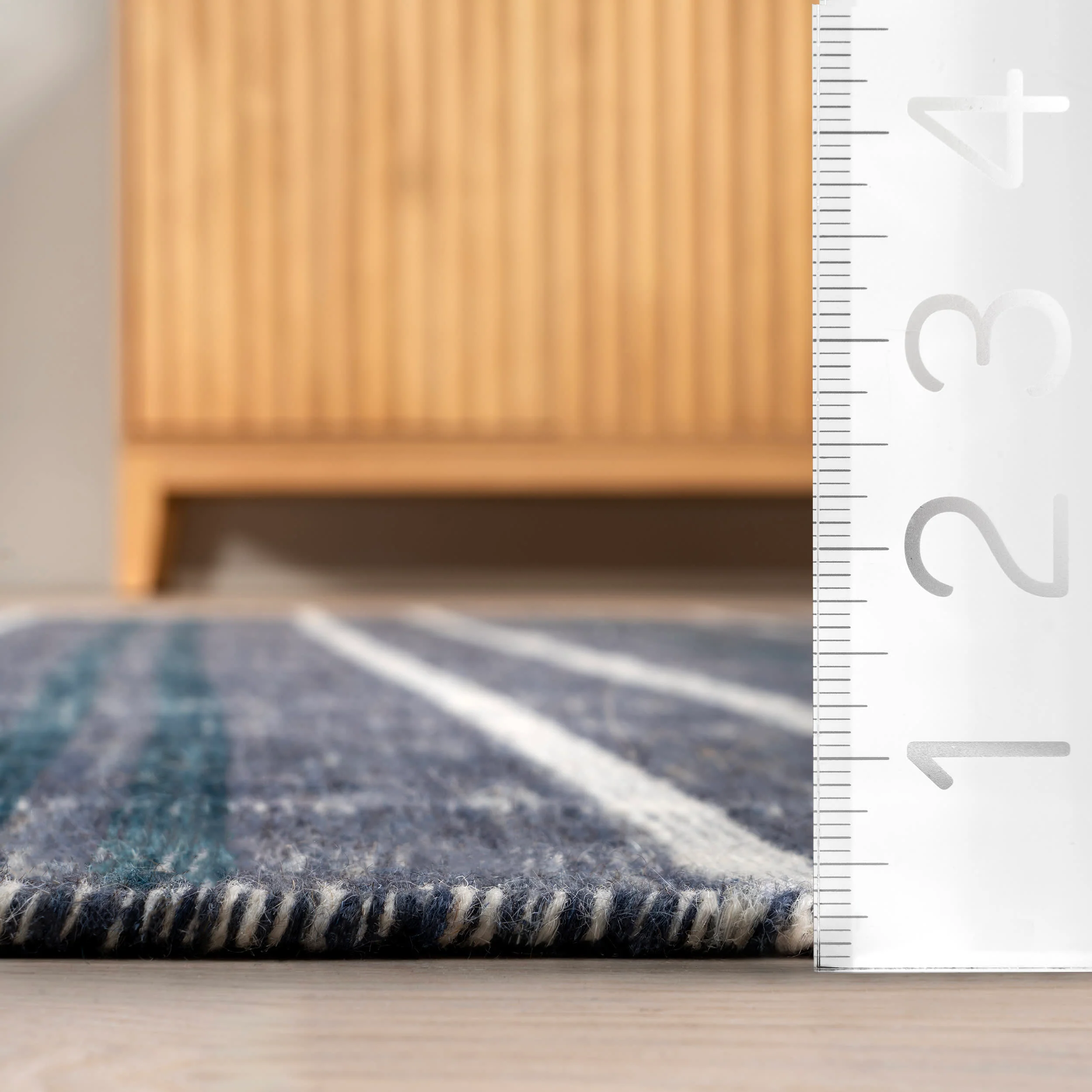 Francisca Plaid Fringed Rug | Blue - Image 5