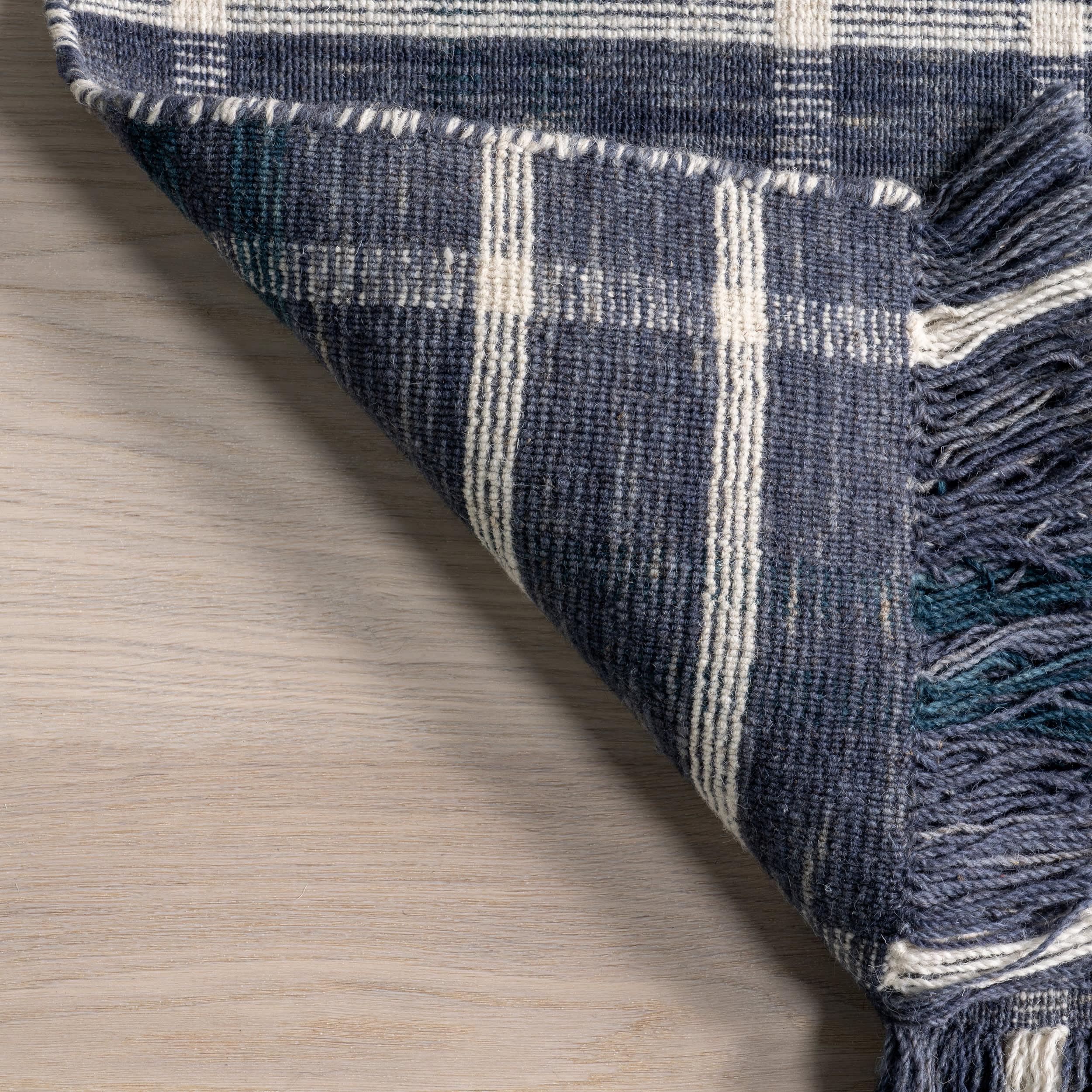 Francisca Plaid Fringed Rug | Blue - Image 6