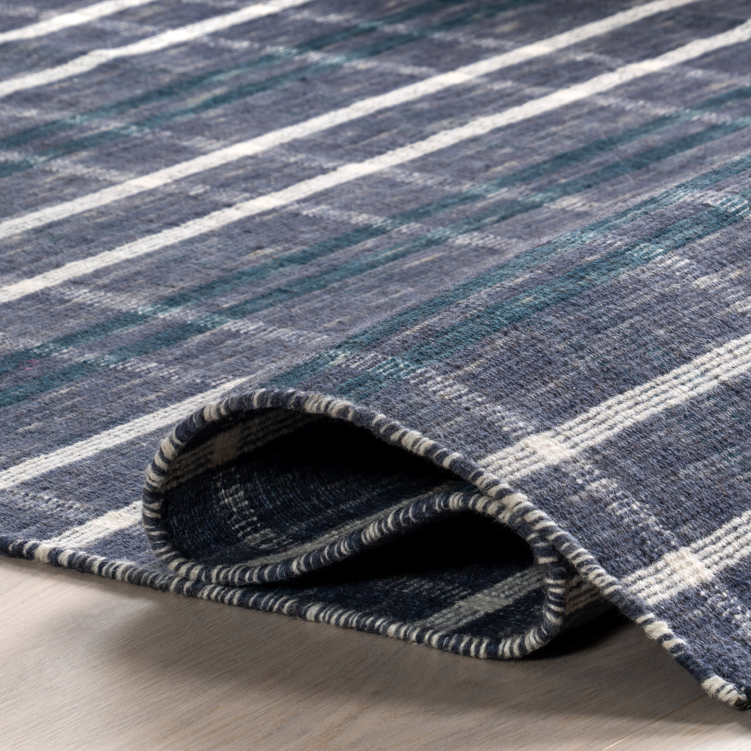 Francisca Plaid Fringed Rug | Blue - Image 8