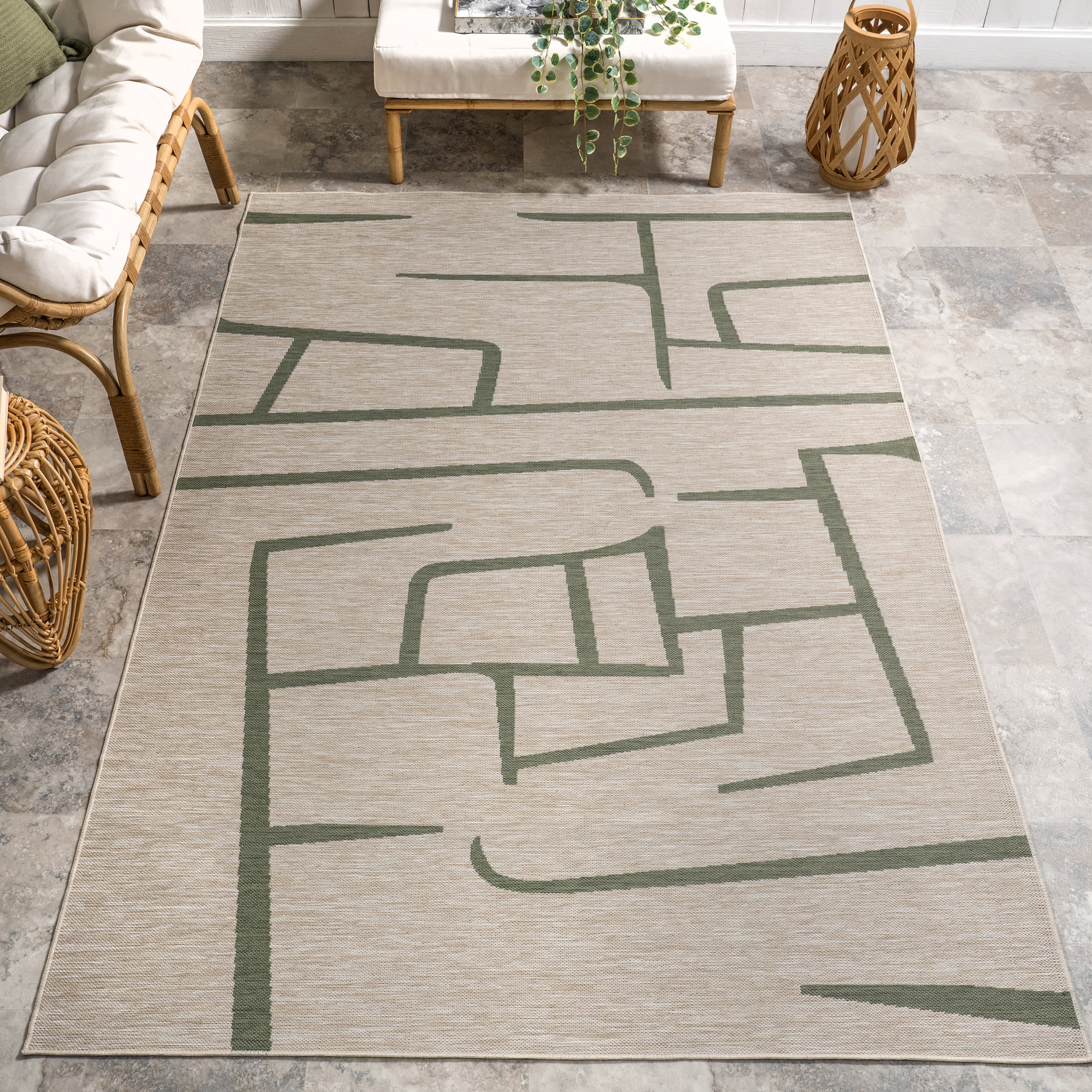 Frankie Zen Lined Indoor/Outdoor Rug | Green - Image 2