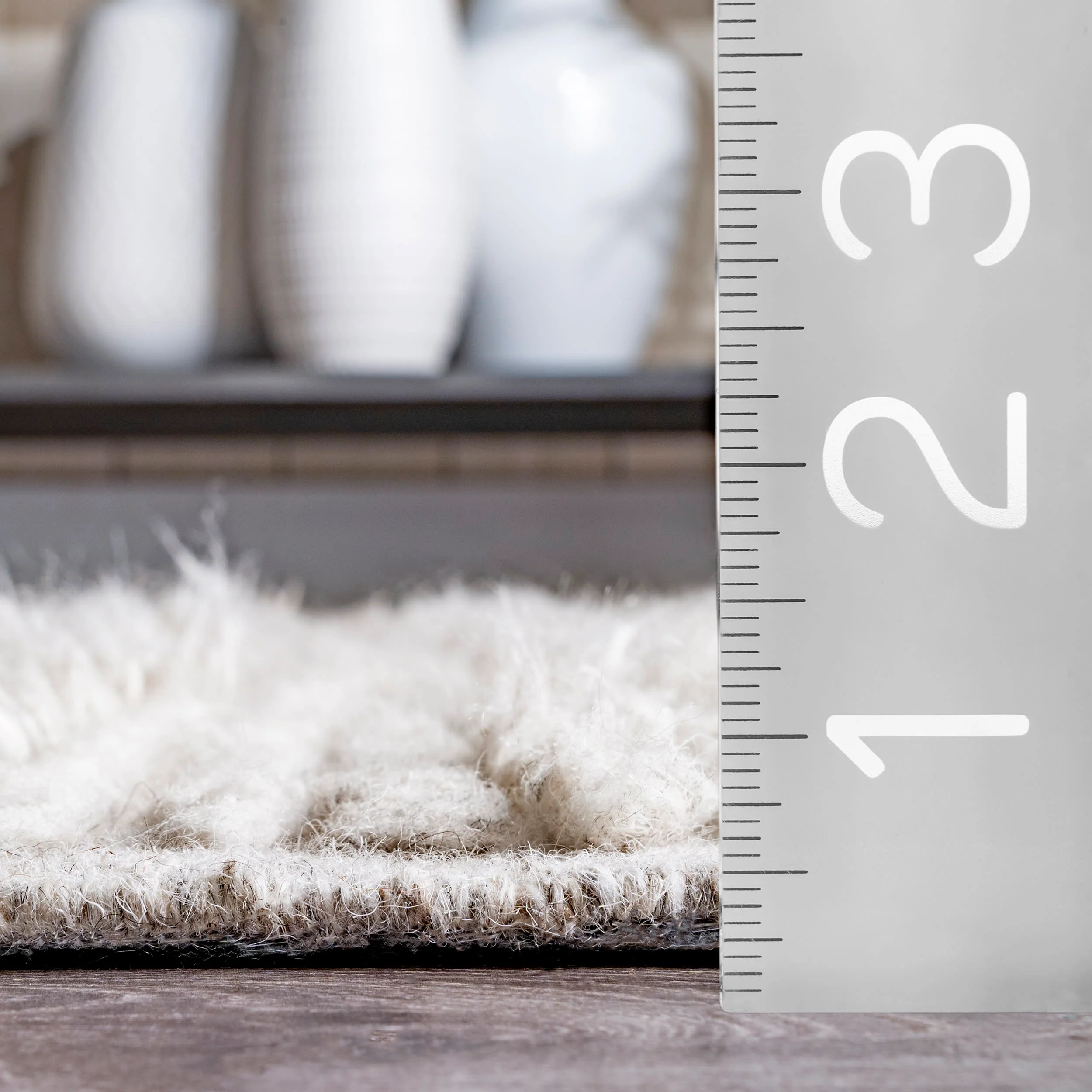 Fred Striped Shag Rug | Grey - Image 4