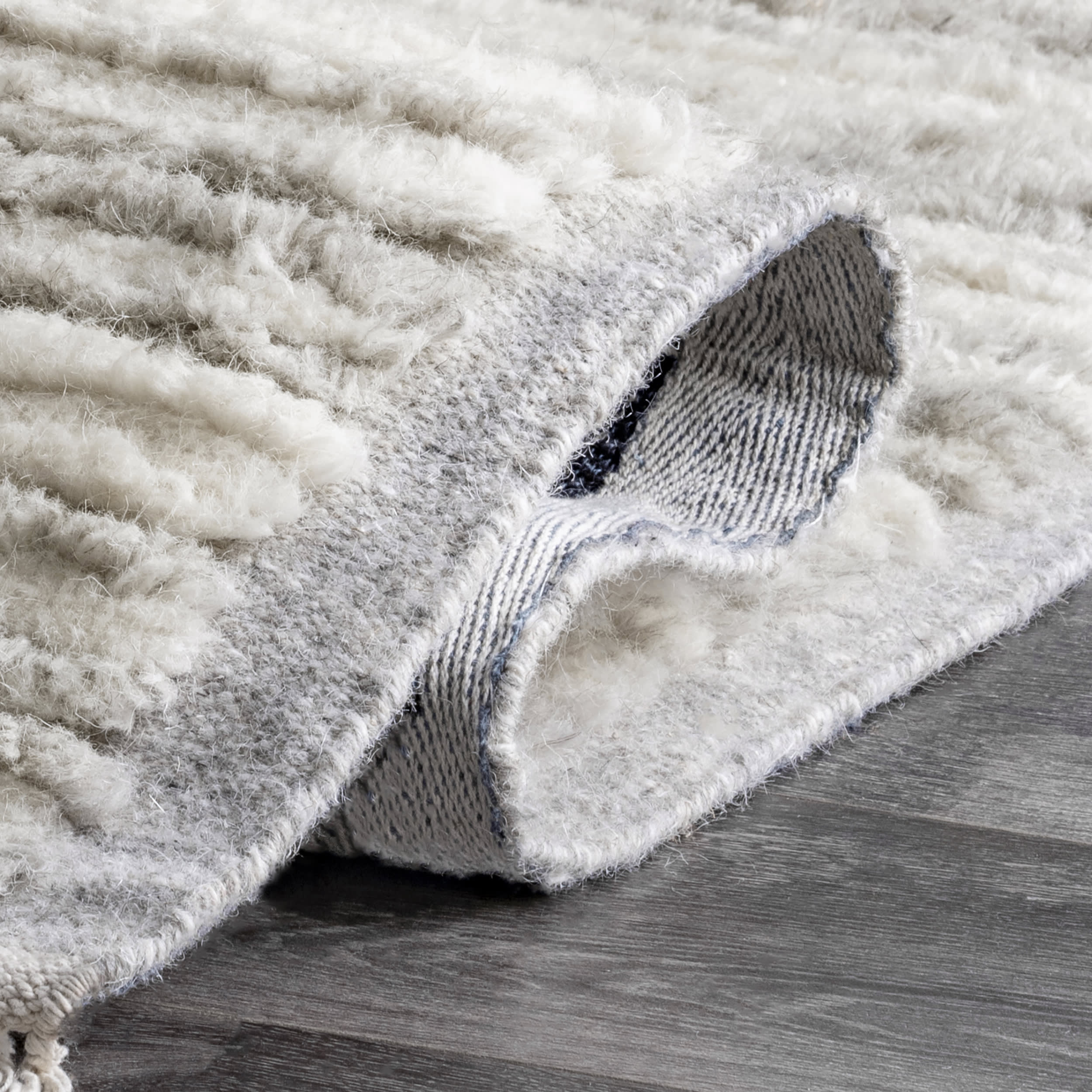 Fred Striped Shag Rug | Grey - Image 2