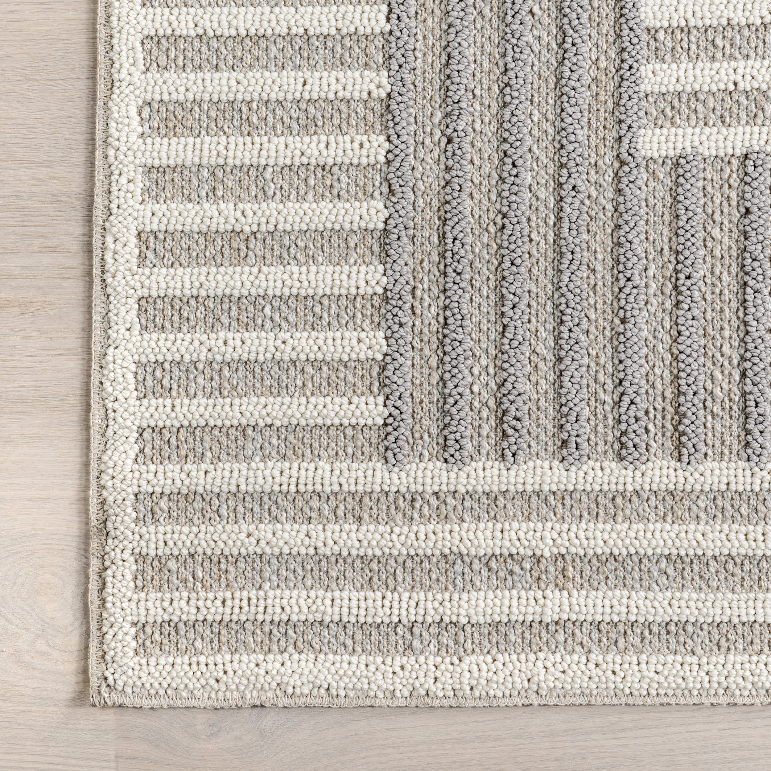 Freja Striped Washable Rug | Light Grey - Image 3