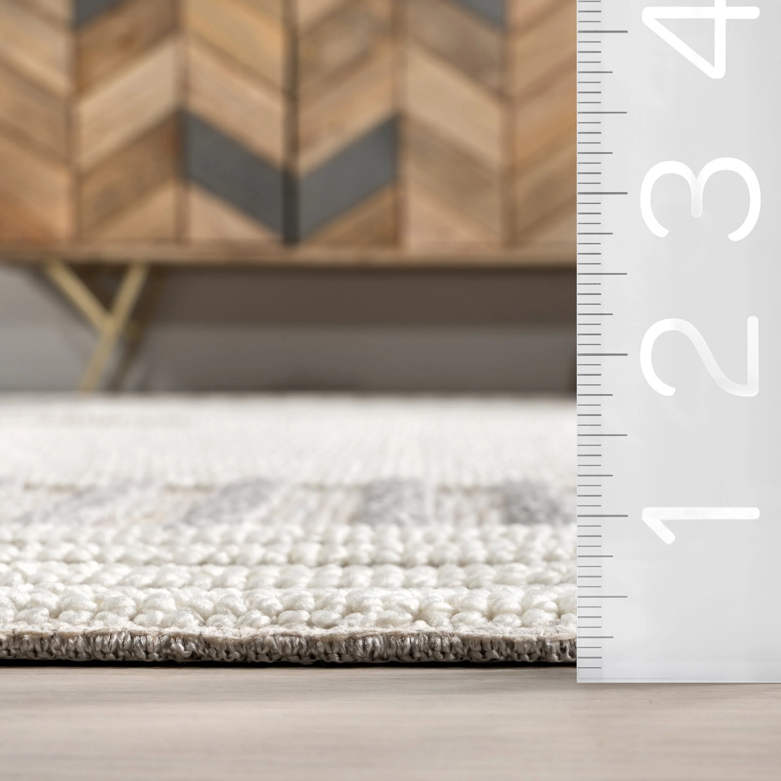 Freja Striped Washable Rug | Light Grey - Image 5