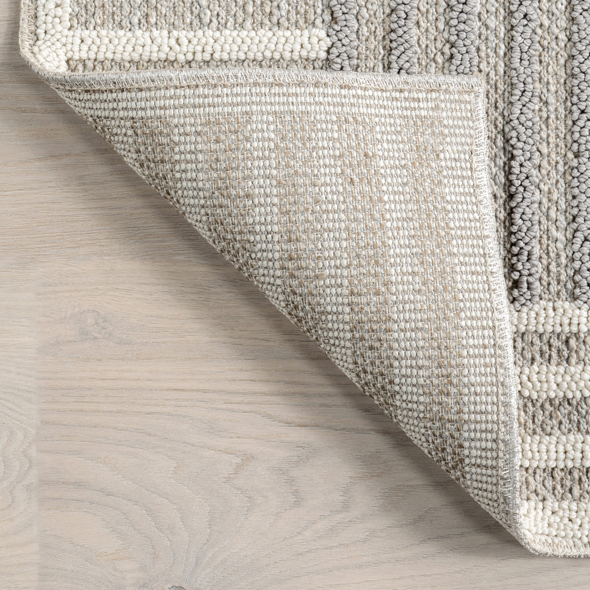 Freja Striped Washable Rug | Light Grey - Image 6