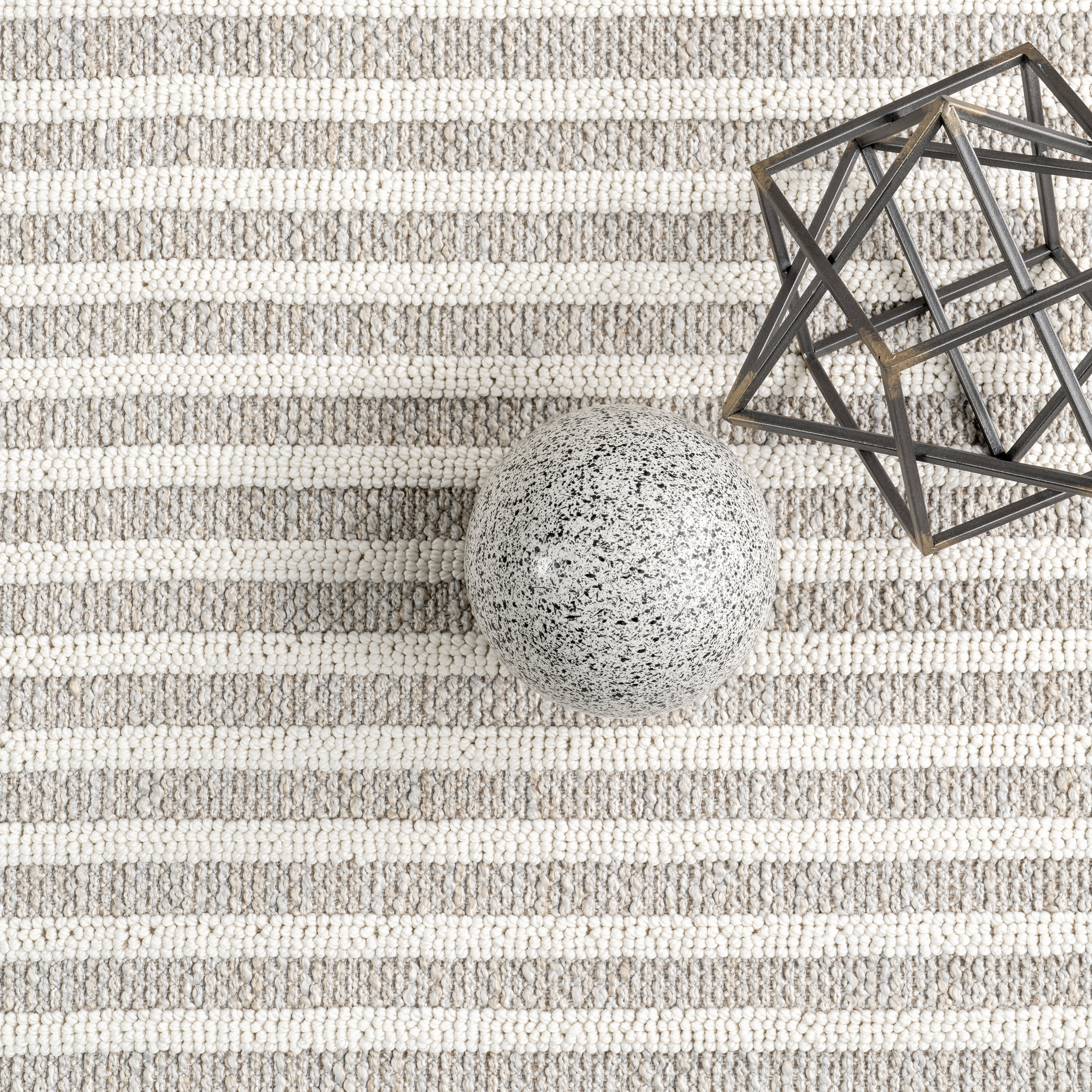 Freja Striped Washable Rug | Light Grey - Image 7