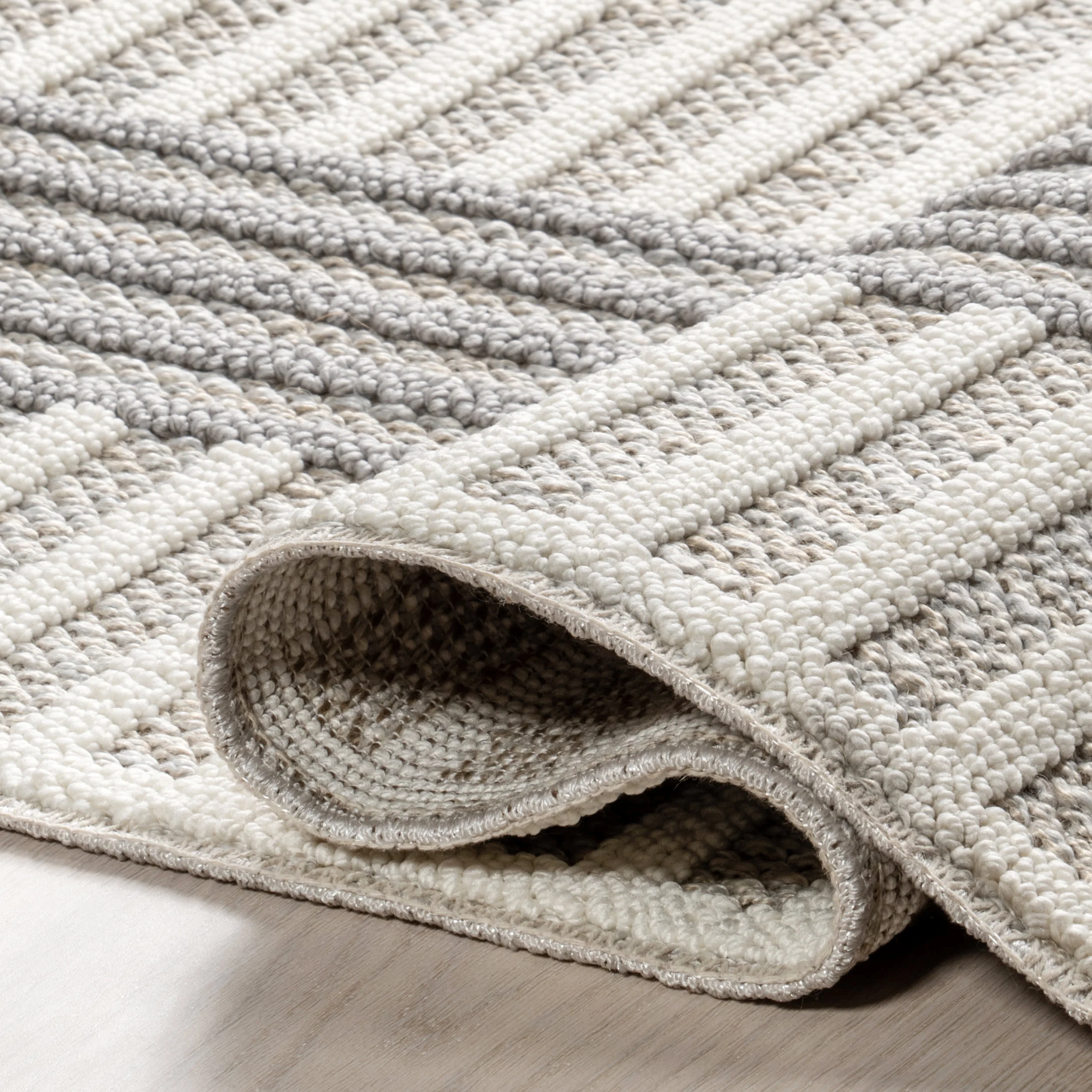 Freja Striped Washable Rug | Light Grey - Image 8