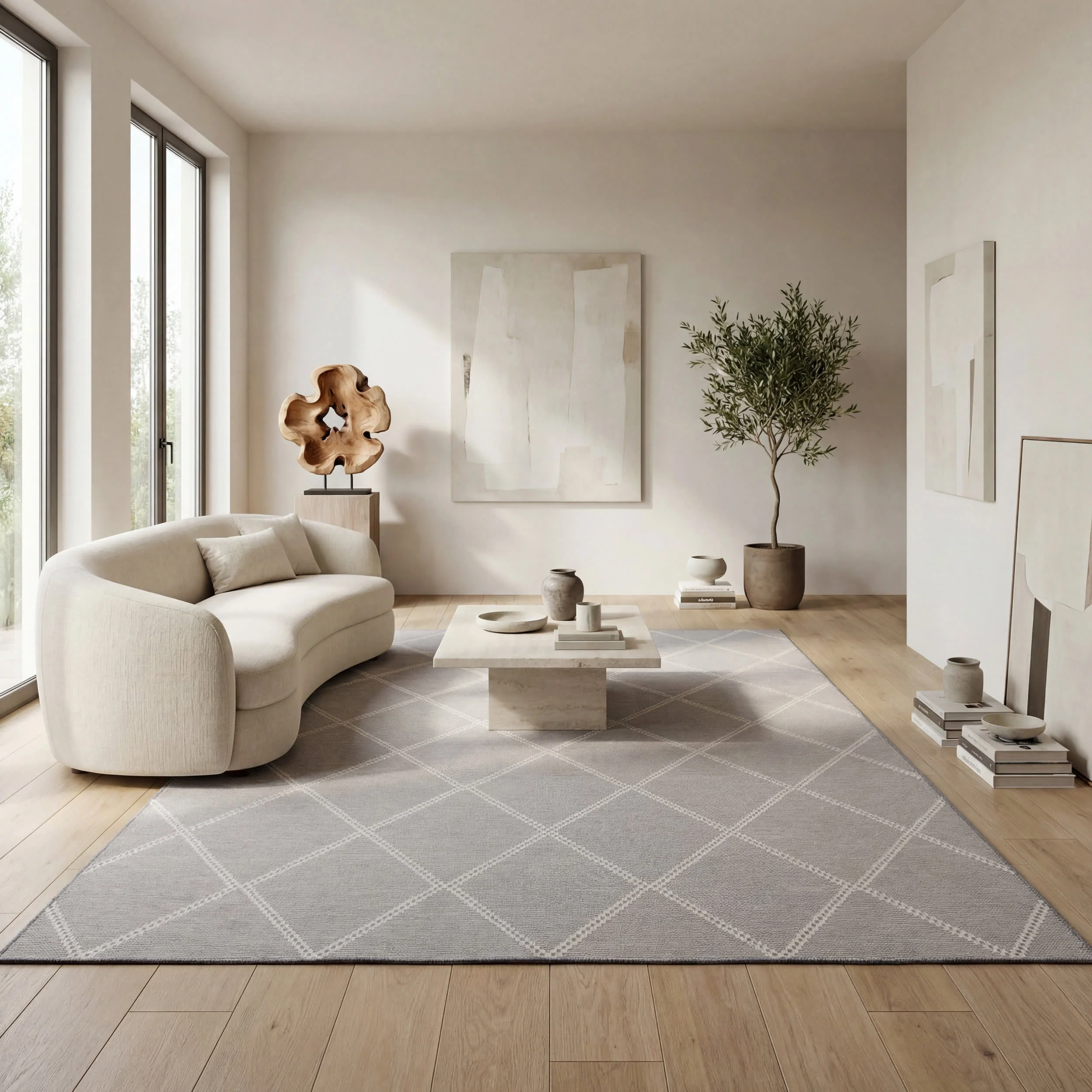 Fresca Modern Diamond Indoor/Outdoor Rug | Grey - Image 9