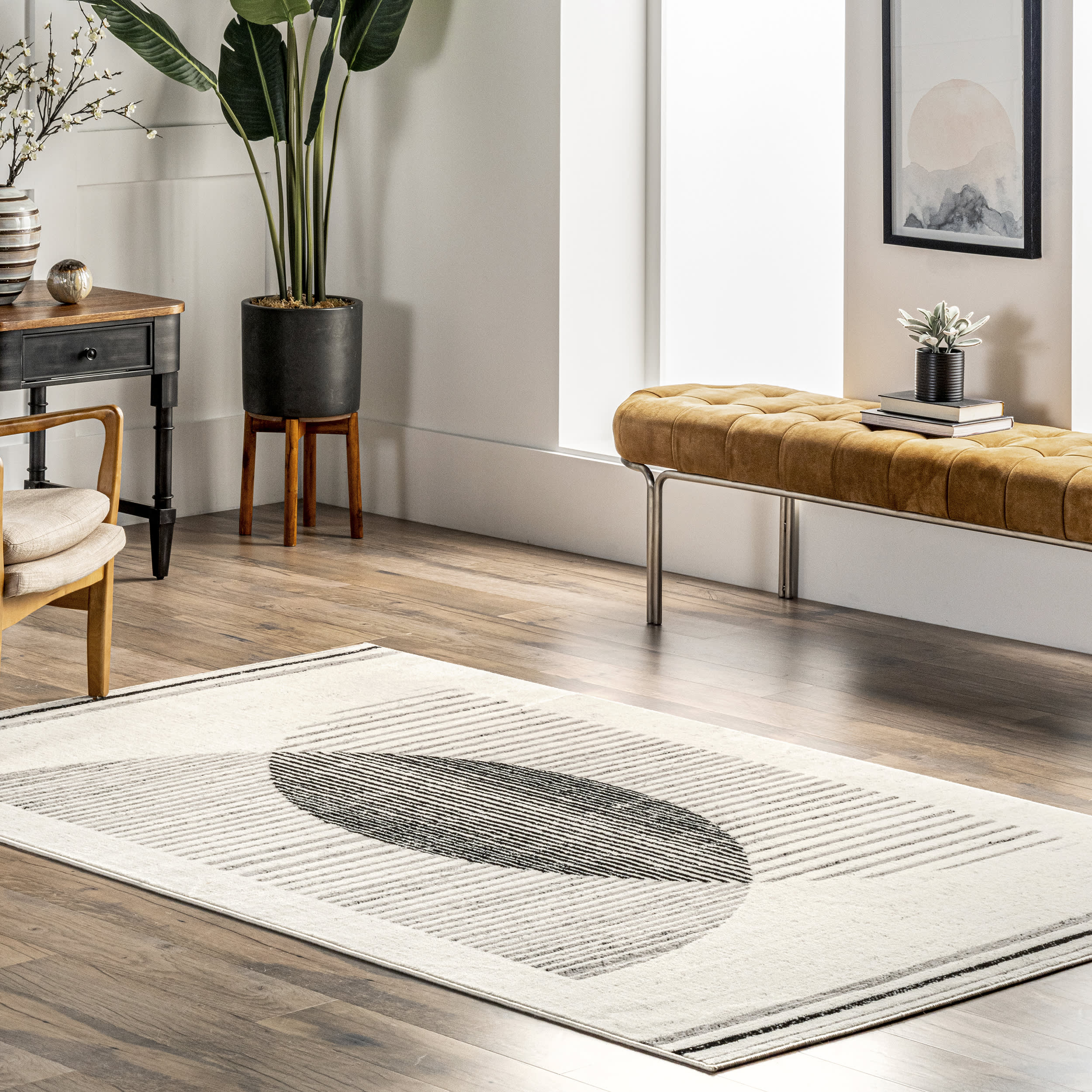 Freya Abstract Eclipse Rug | Grey - Image 2