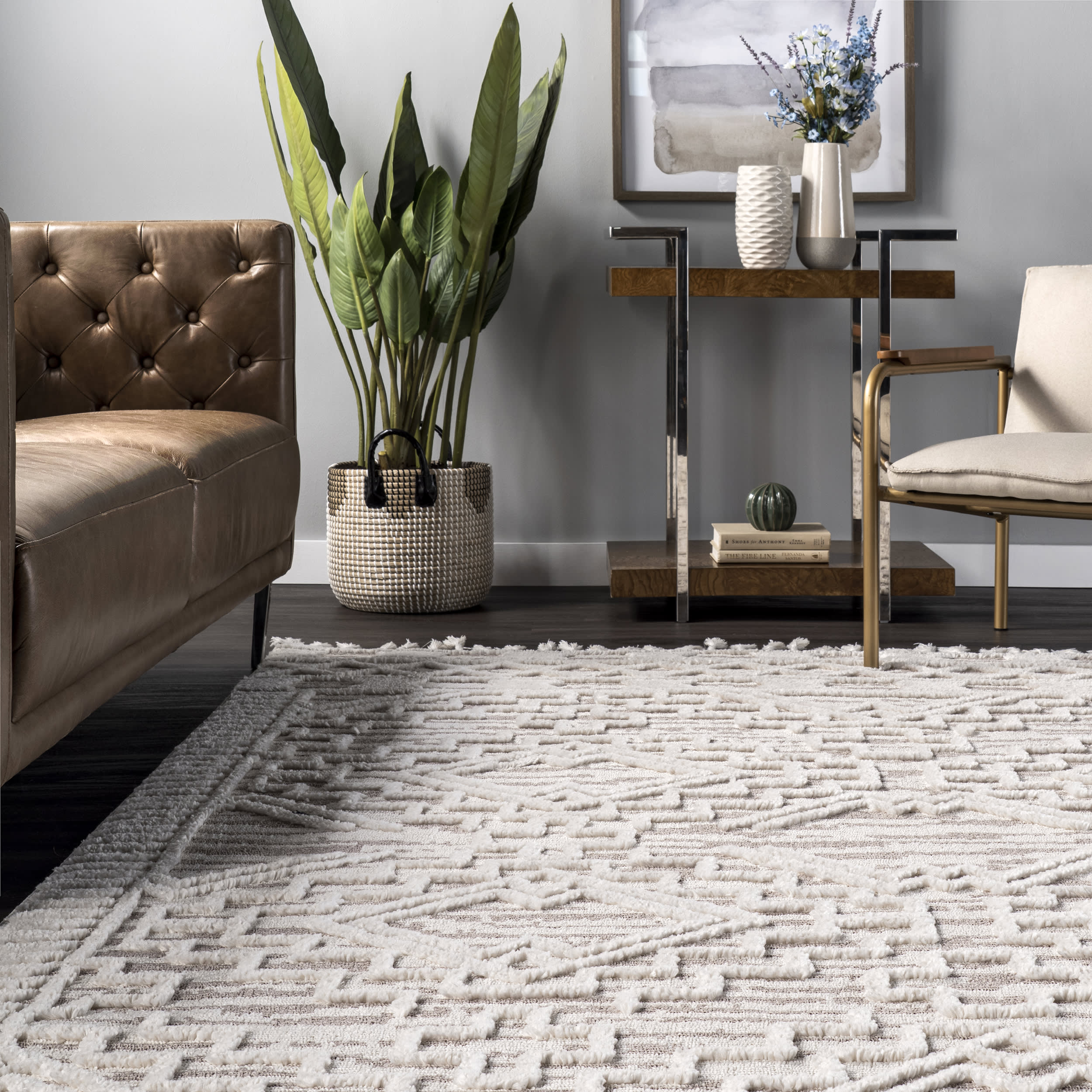 Frida Textured Moroccan Rug | Beige - Image 4