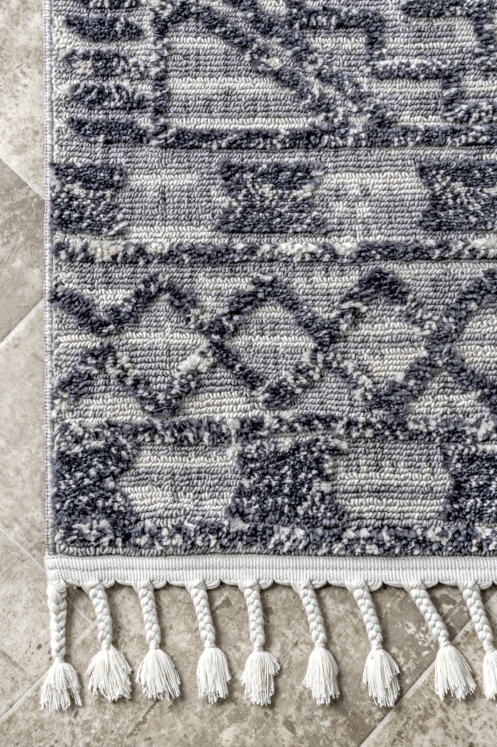 Frida Textured Moroccan Rug | Blue - Image 3