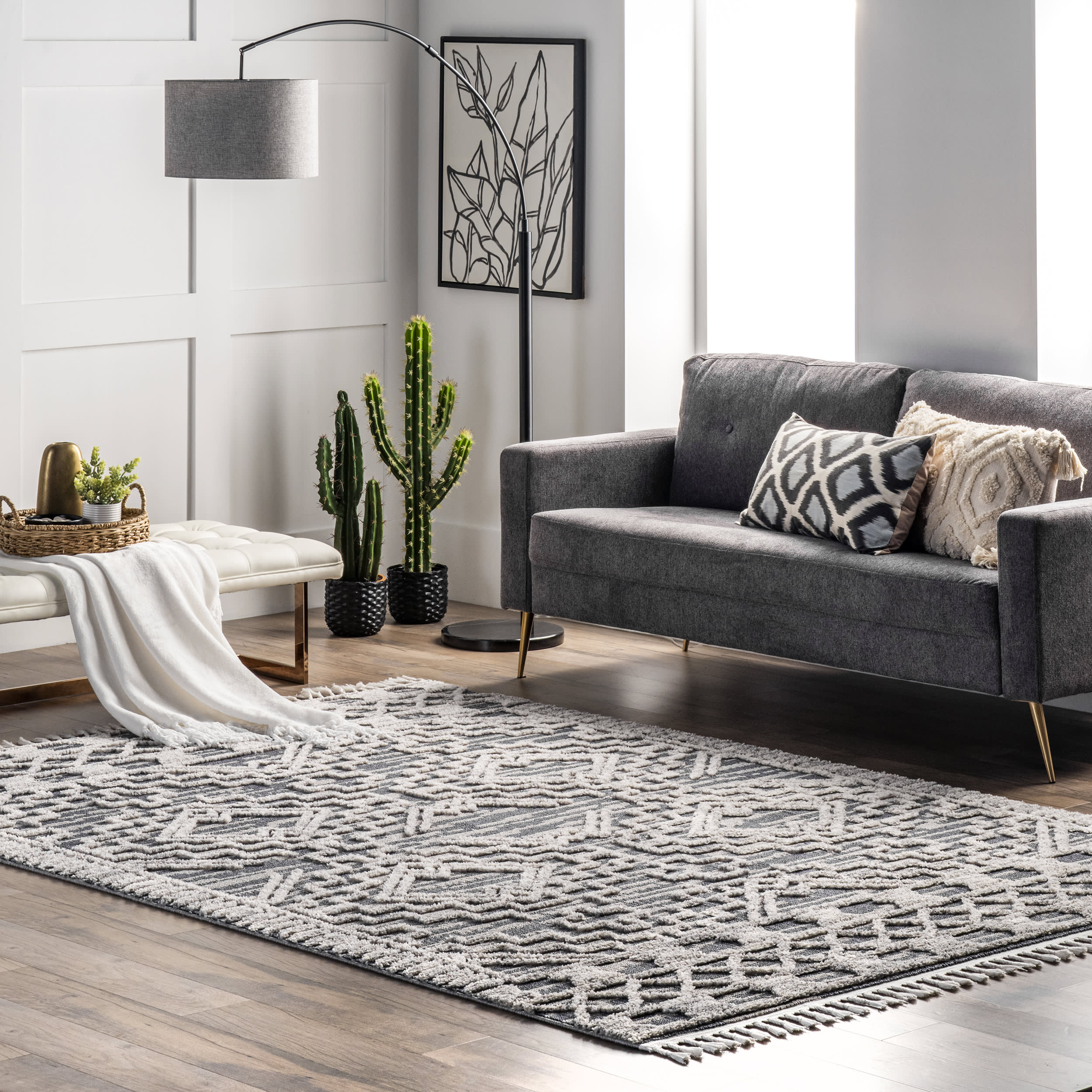 Frida Textured Moroccan Rug | Grey - Image 2