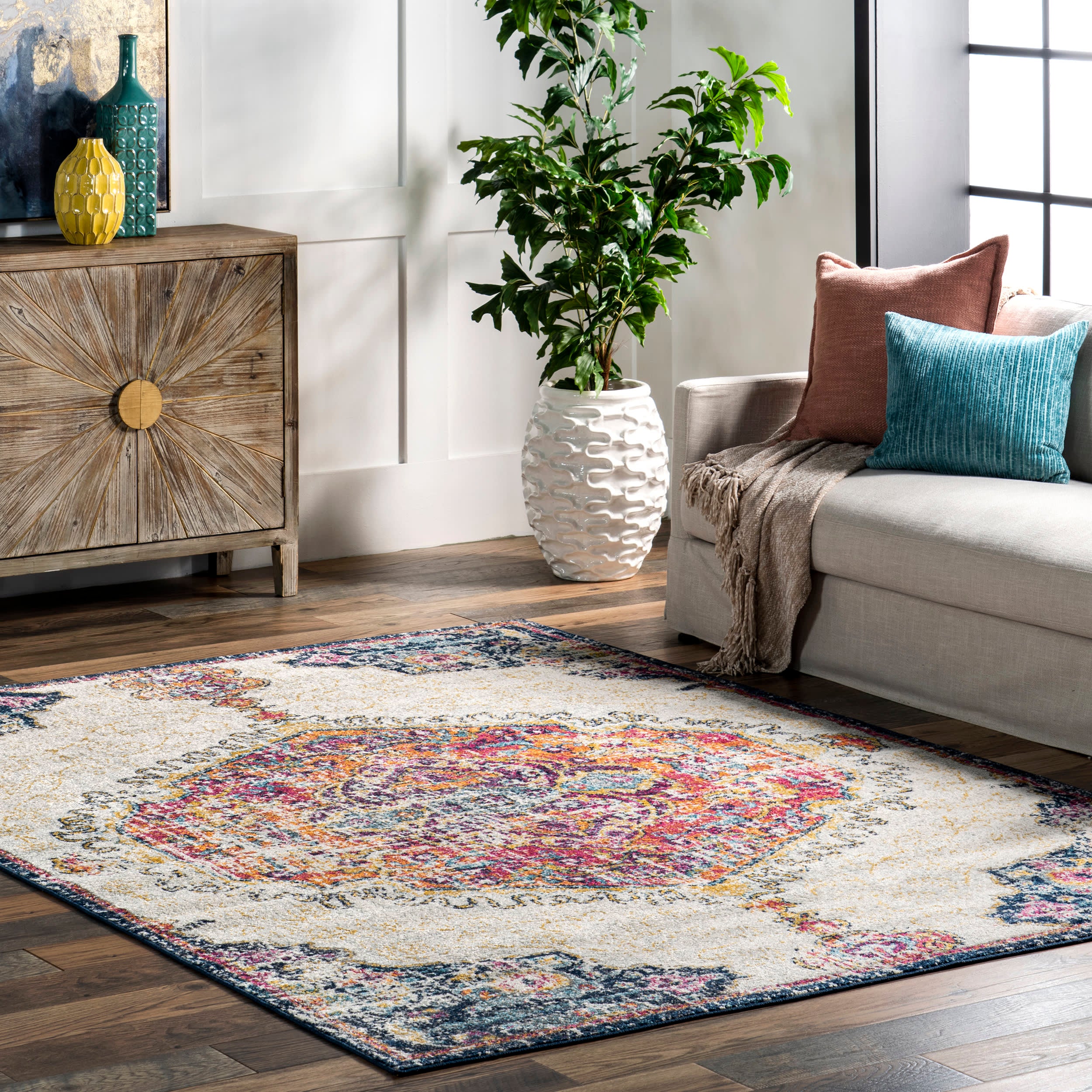 Frilly Corinthian Medallion Rug | Multicolor - Image 2