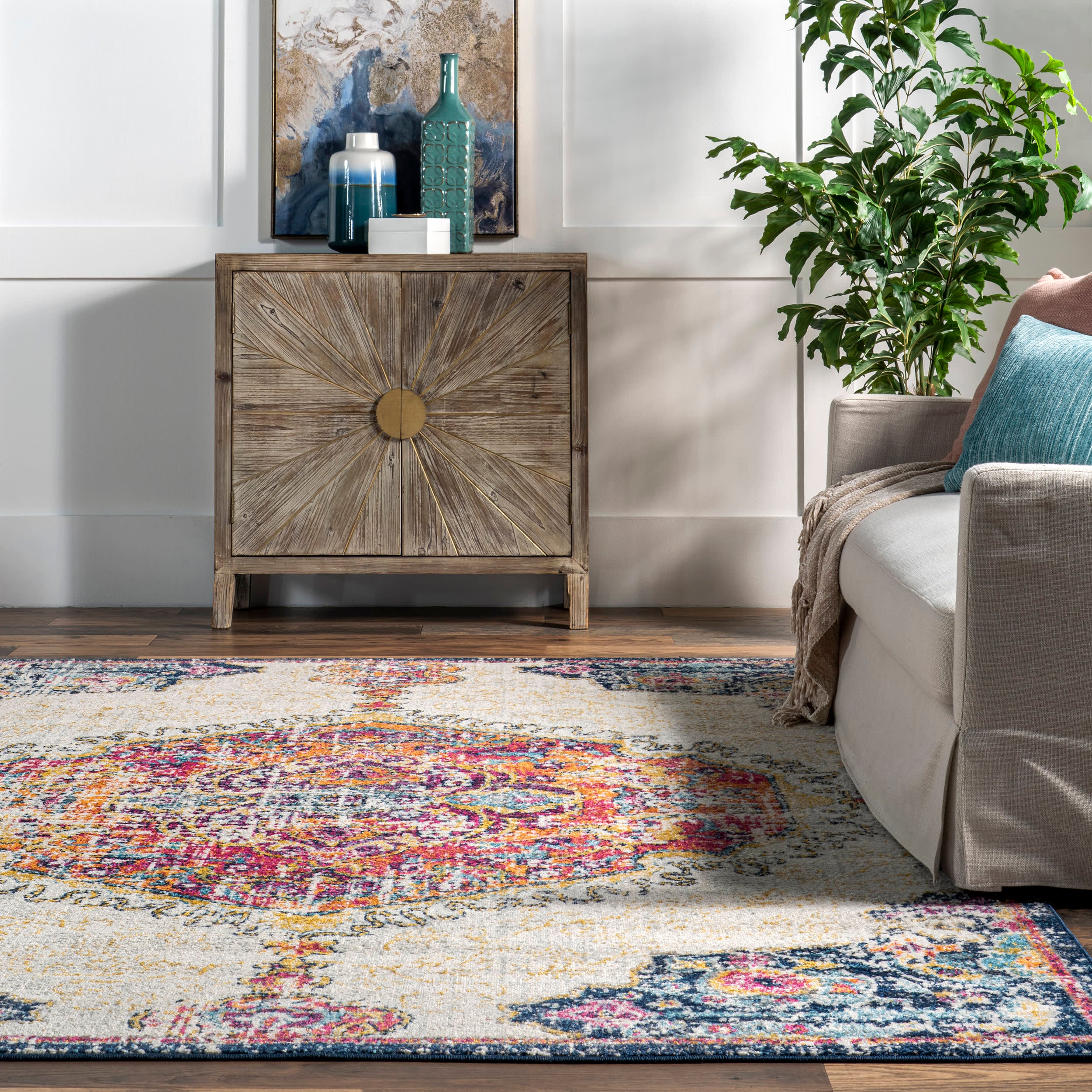 Frilly Corinthian Medallion Rug | Multicolor - Image 4