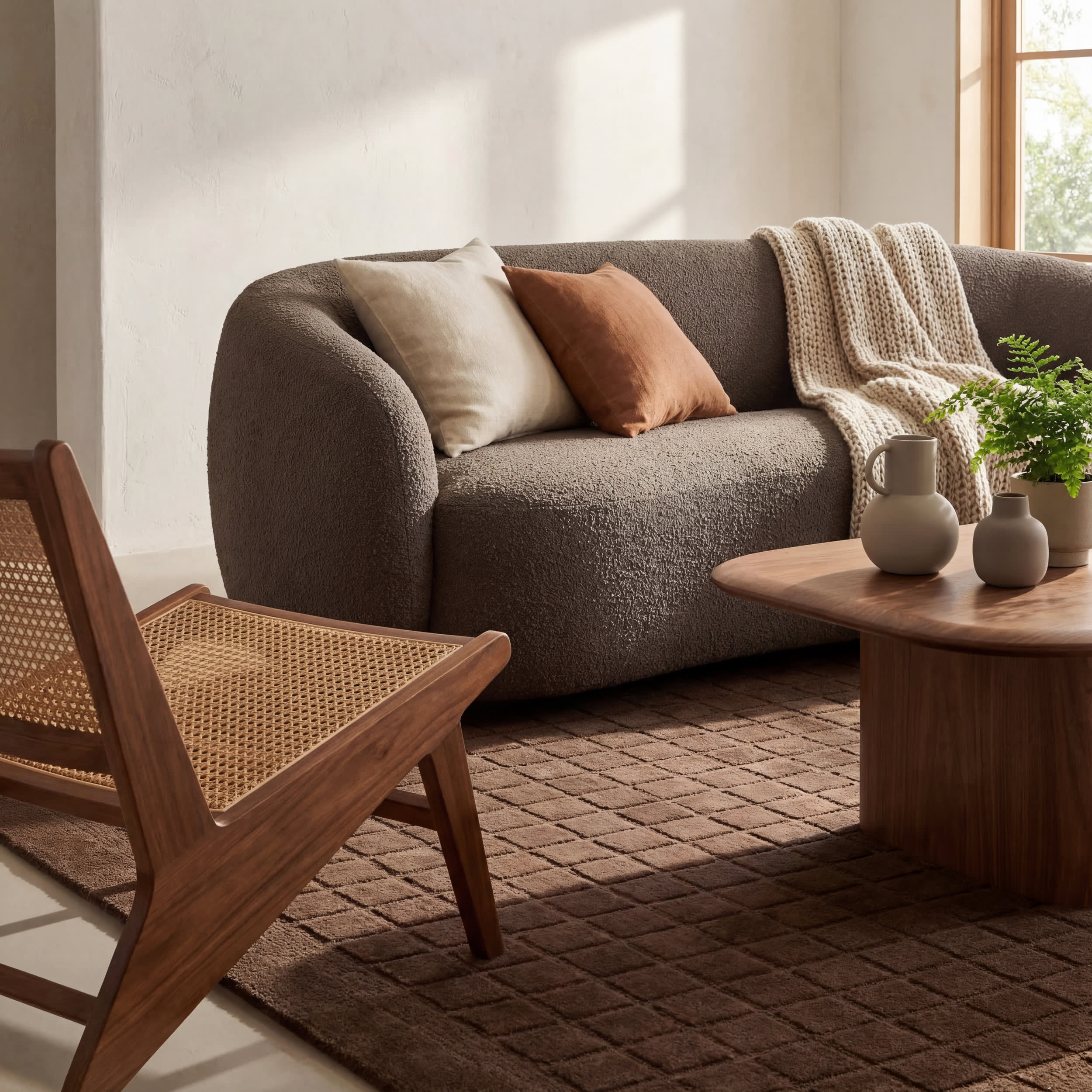 Fritz Checked Wool Rug | Brown - Image 5