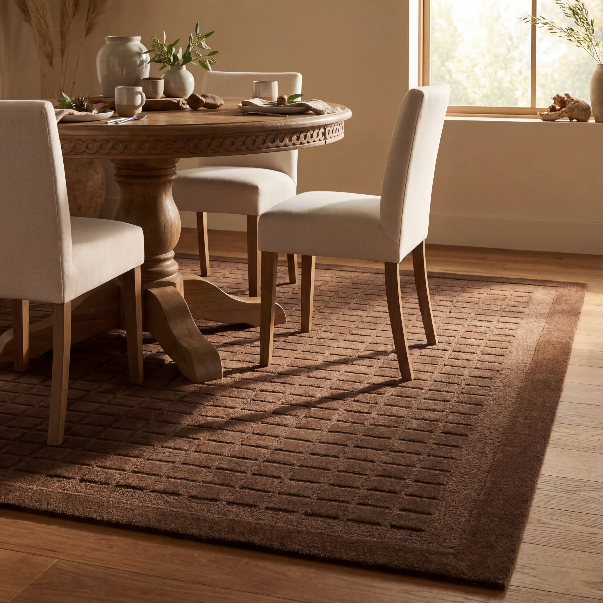 Fritz Checked Wool Rug | Brown - Image 7