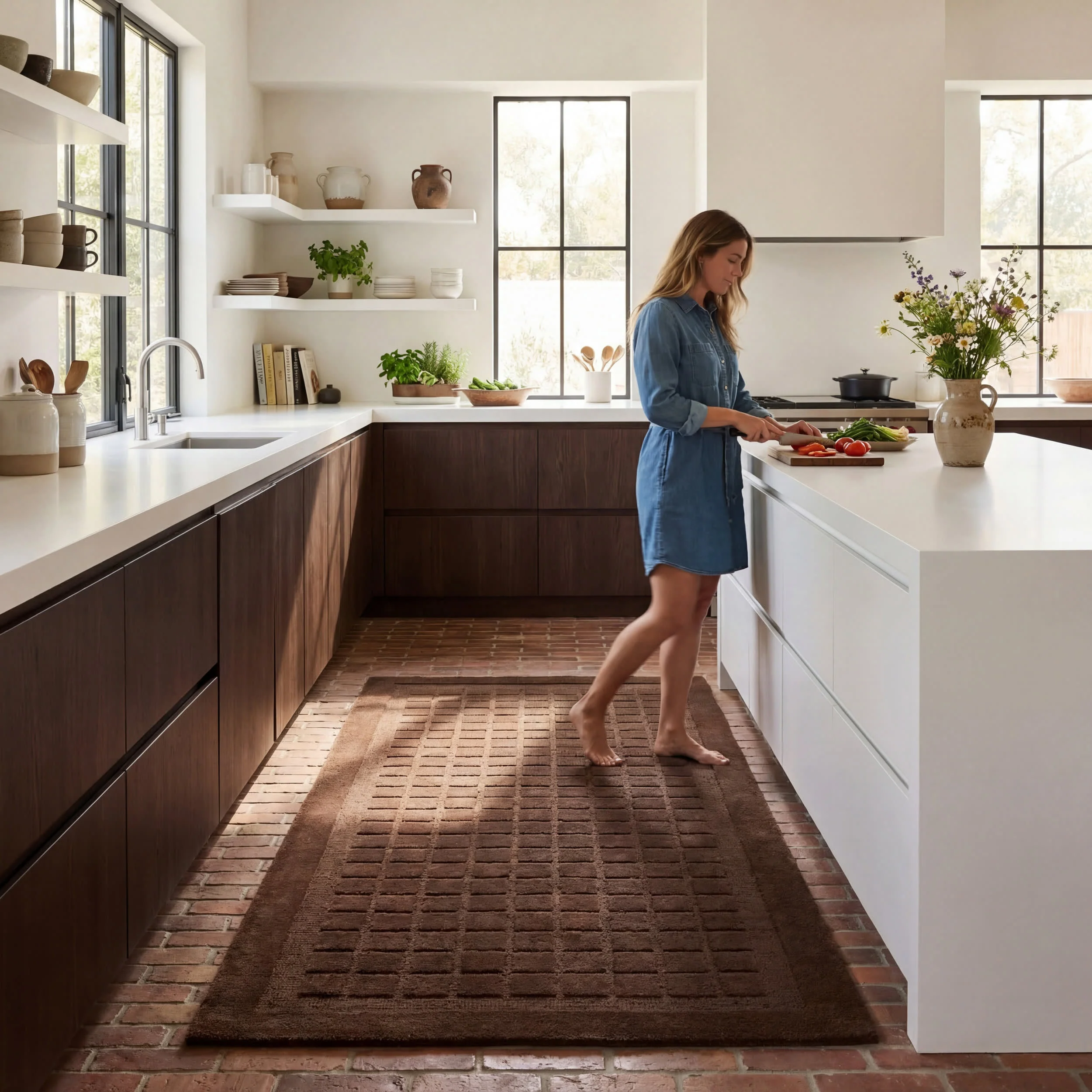Fritz Checked Wool Rug | Brown - Image 9