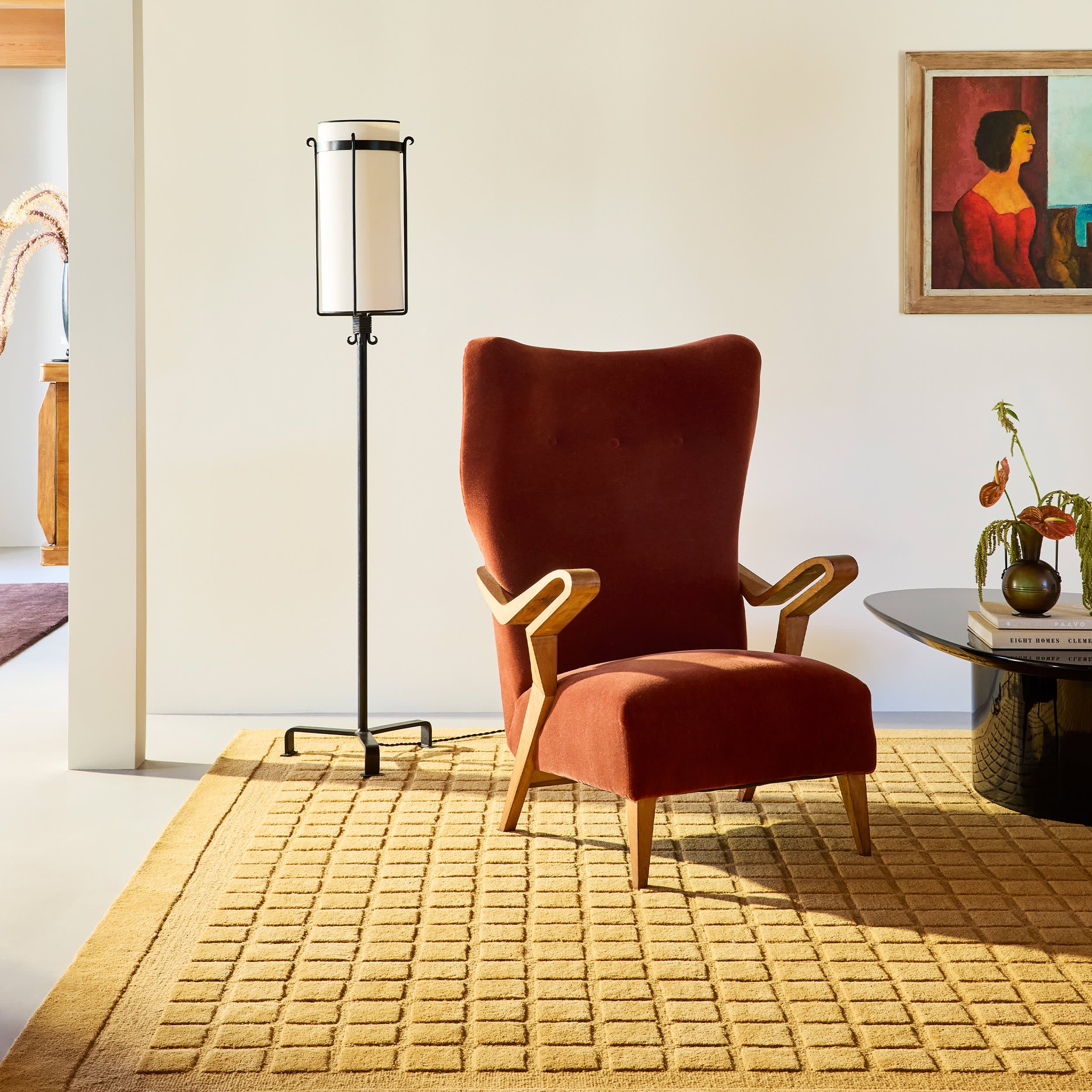 Fritz Checked Wool Rug | Golden Yellow - Image 2